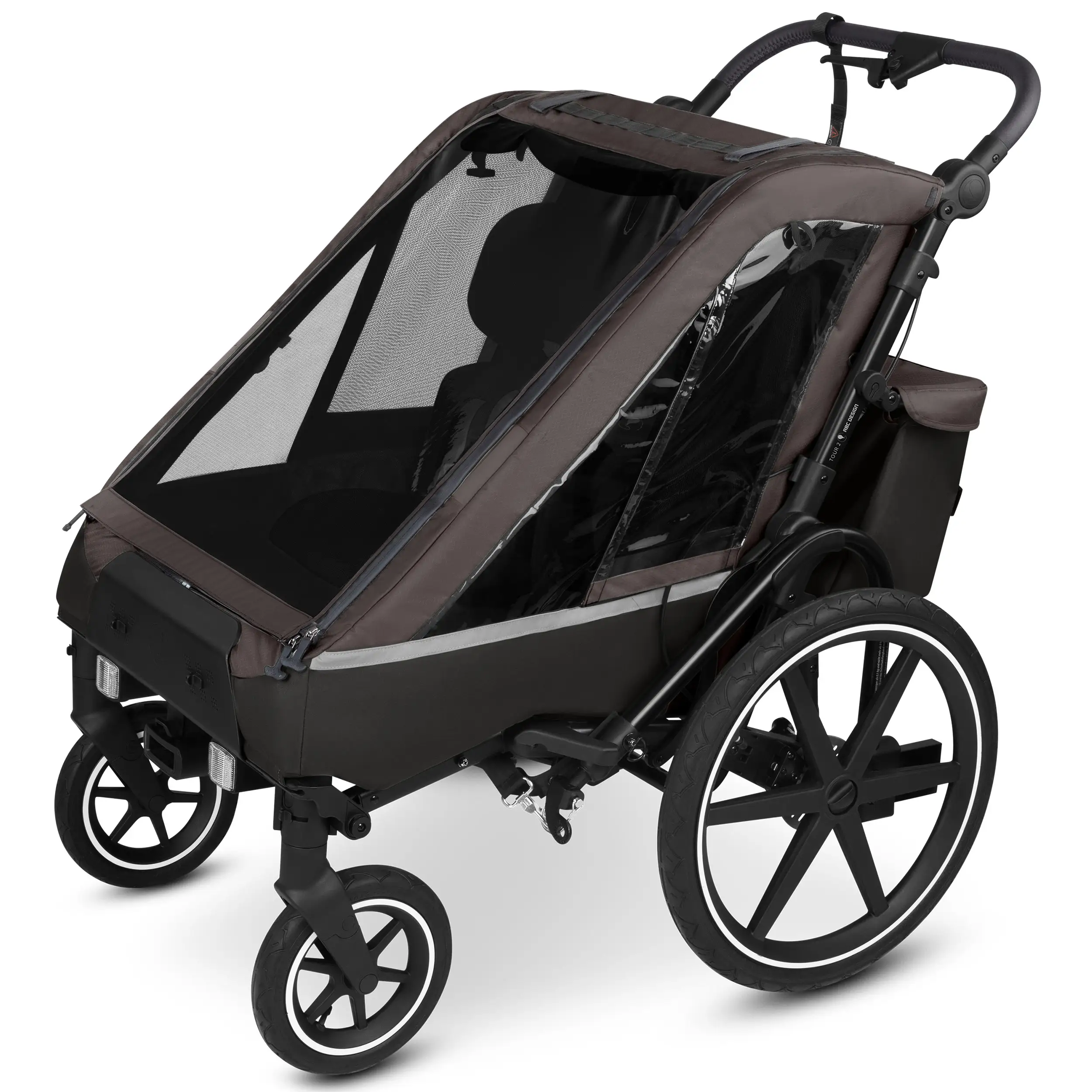 Remorque à vélo Tour 2 avec 2 sièges confortables et roues gonflables - Falcon