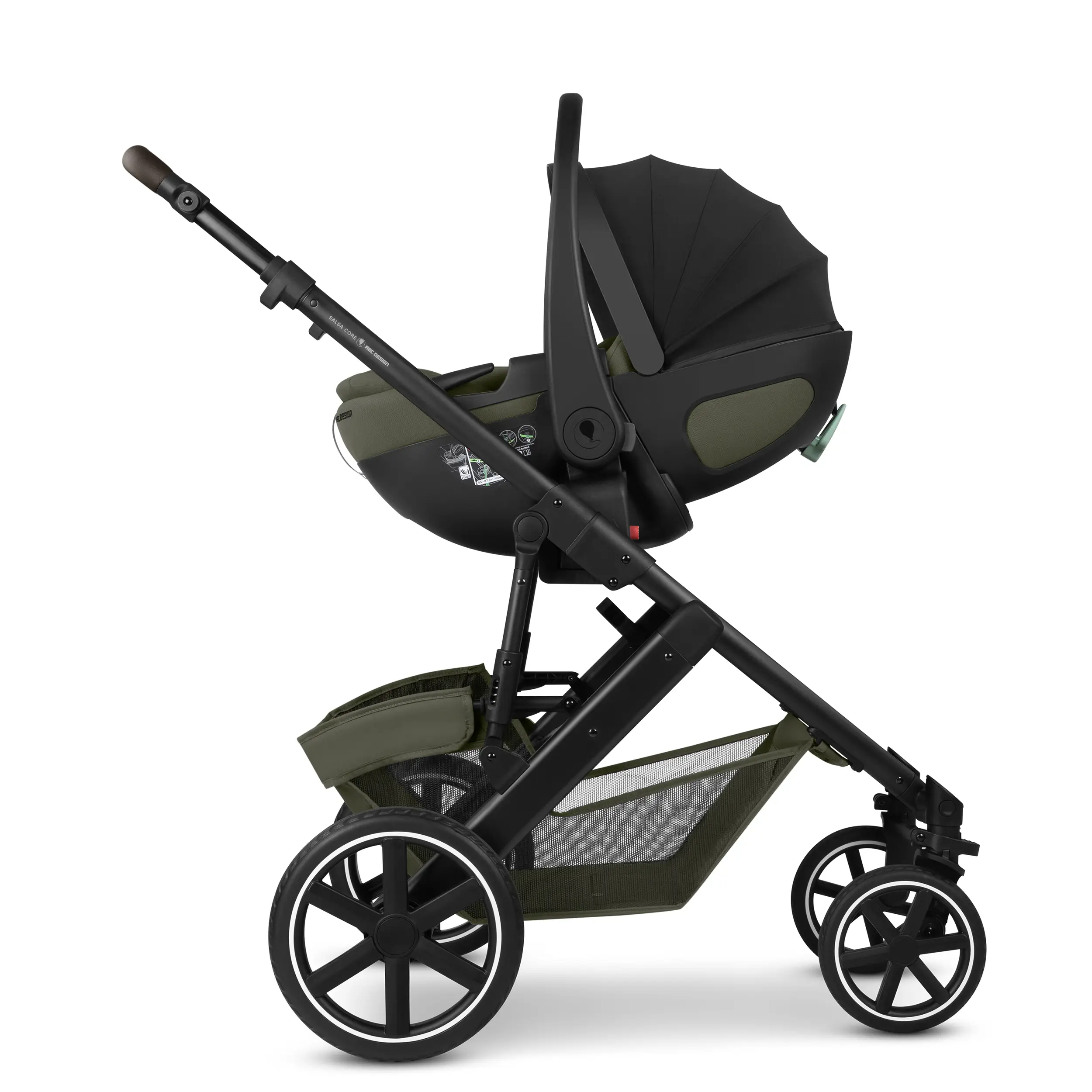 3in1 Kinderwagen-Set Salsa Core inkl. Babyschale mit Liegefunktion Calla - Olive