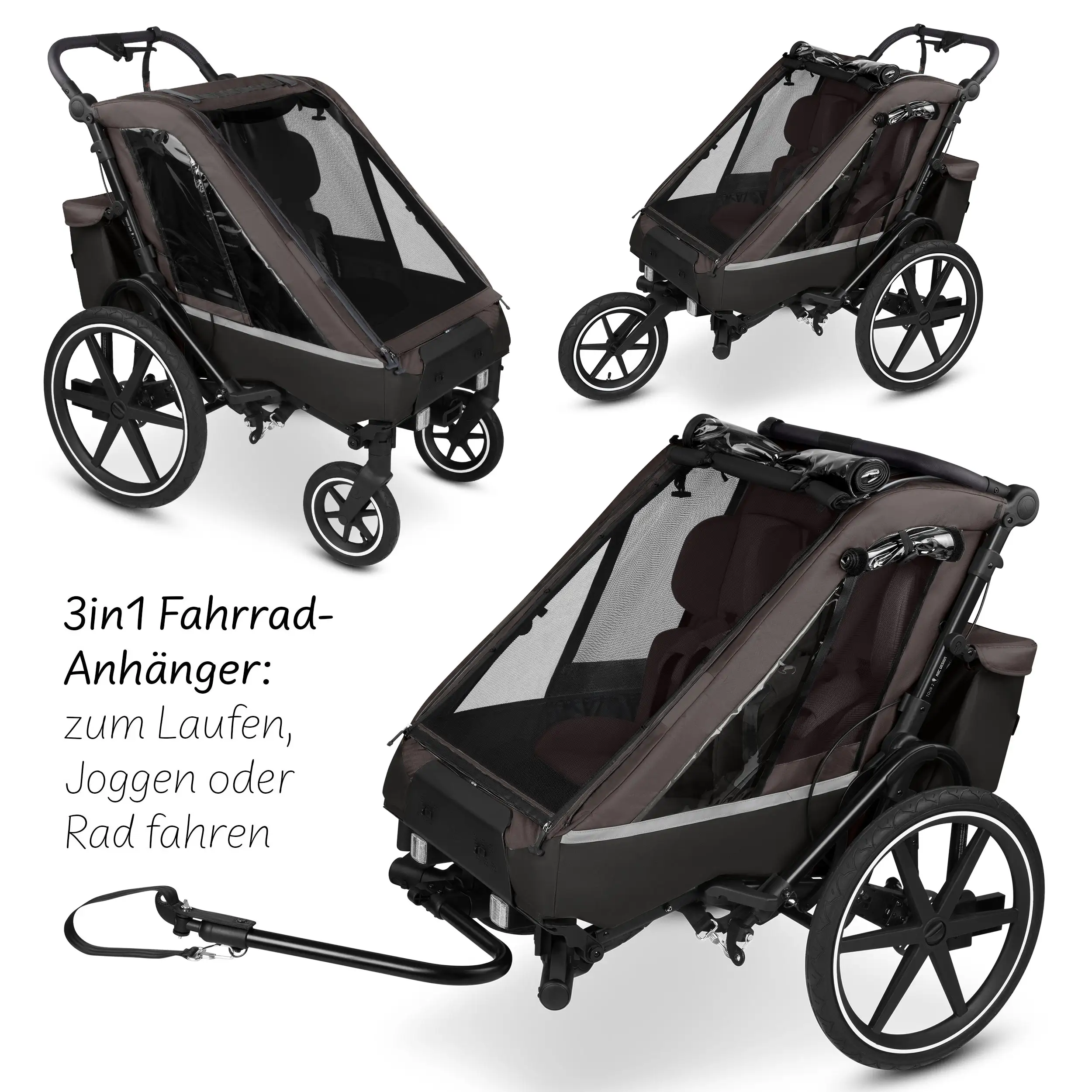 Remorque à vélo Tour 2 avec 2 sièges confortables et roues gonflables - Falcon