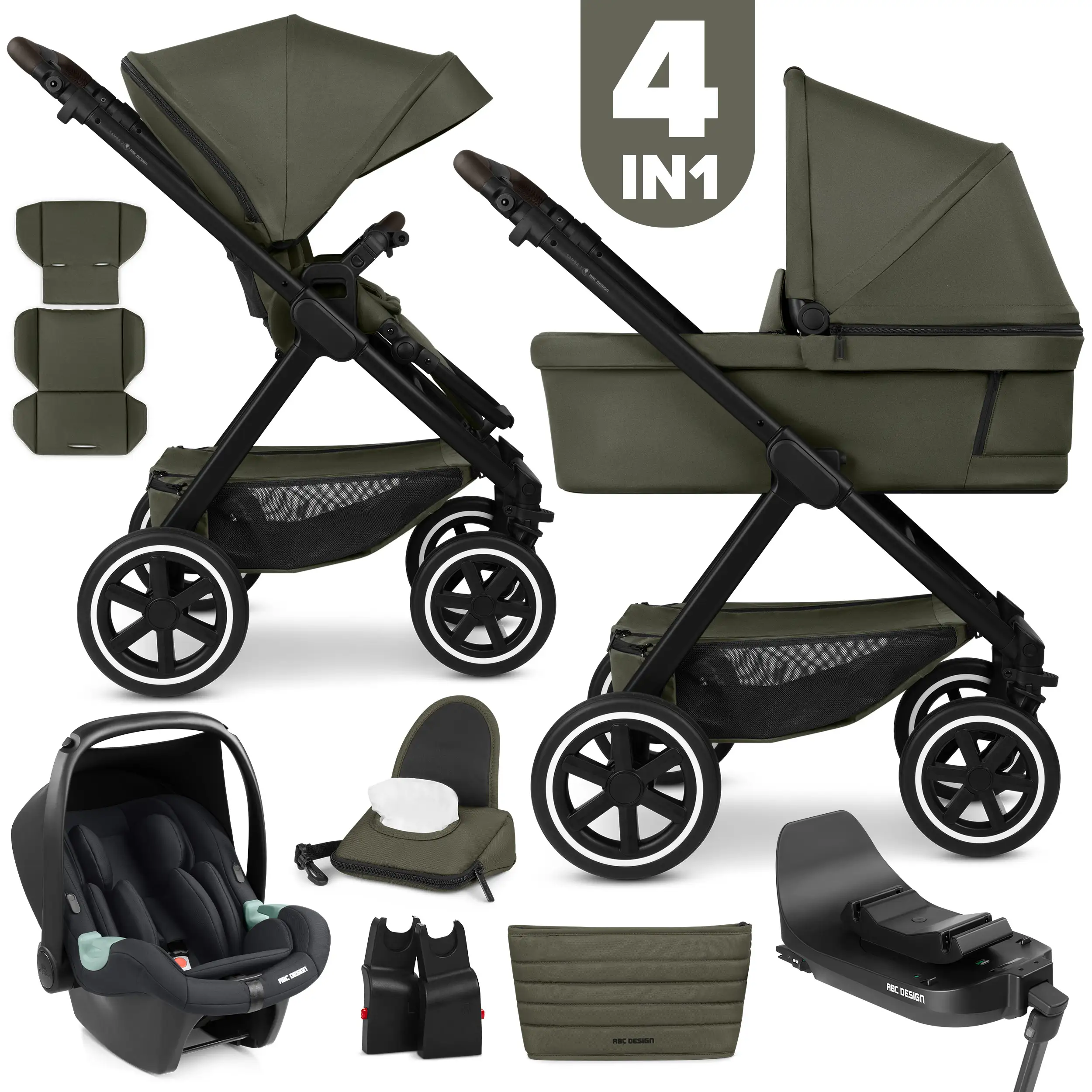 4in1 Kinderwagen Set Samba 2 inkl. Isofix Base - Avocado