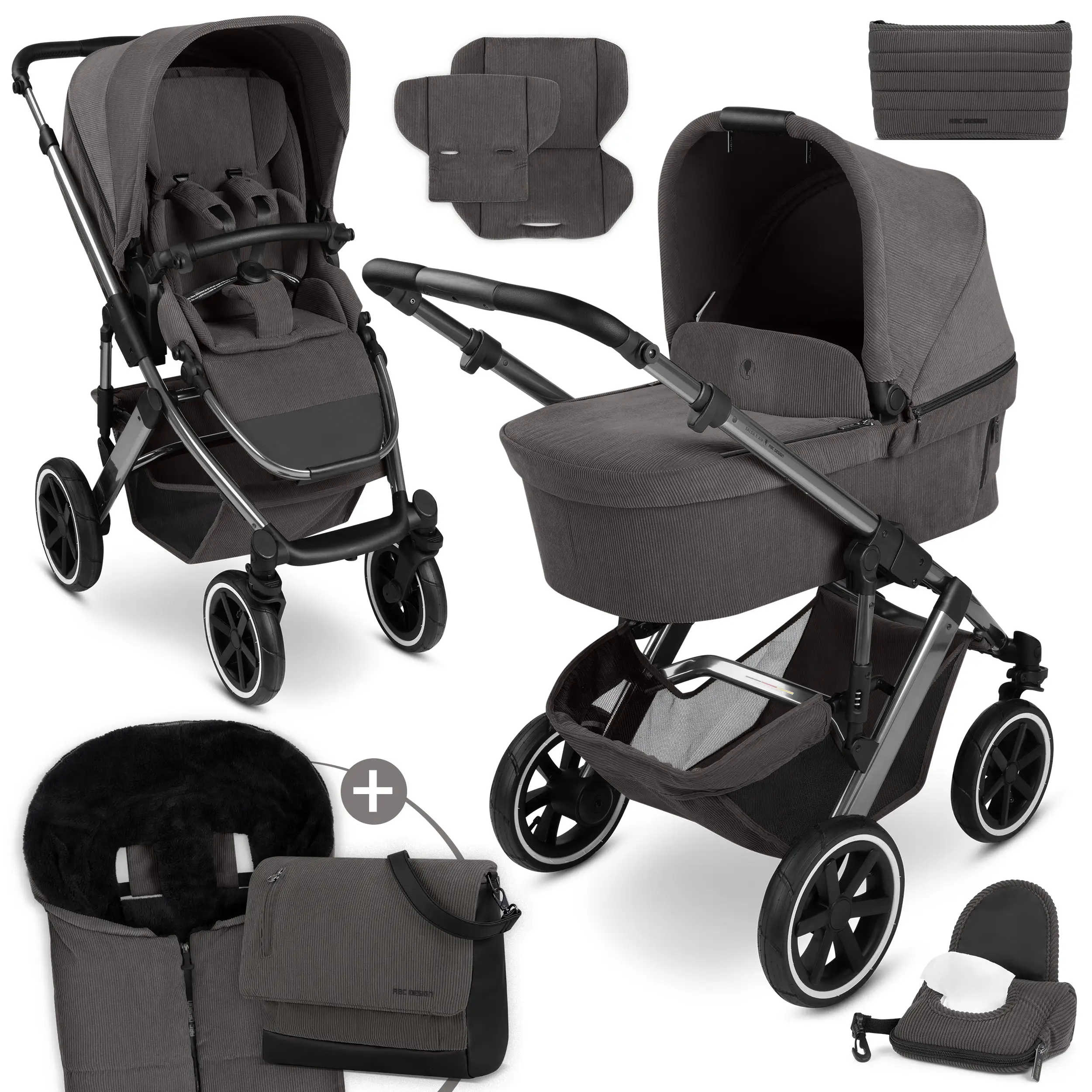Kombi-Kinderwagen Salsa 5 Air inkl. Winterfußsack & Wickeltasche - Almond