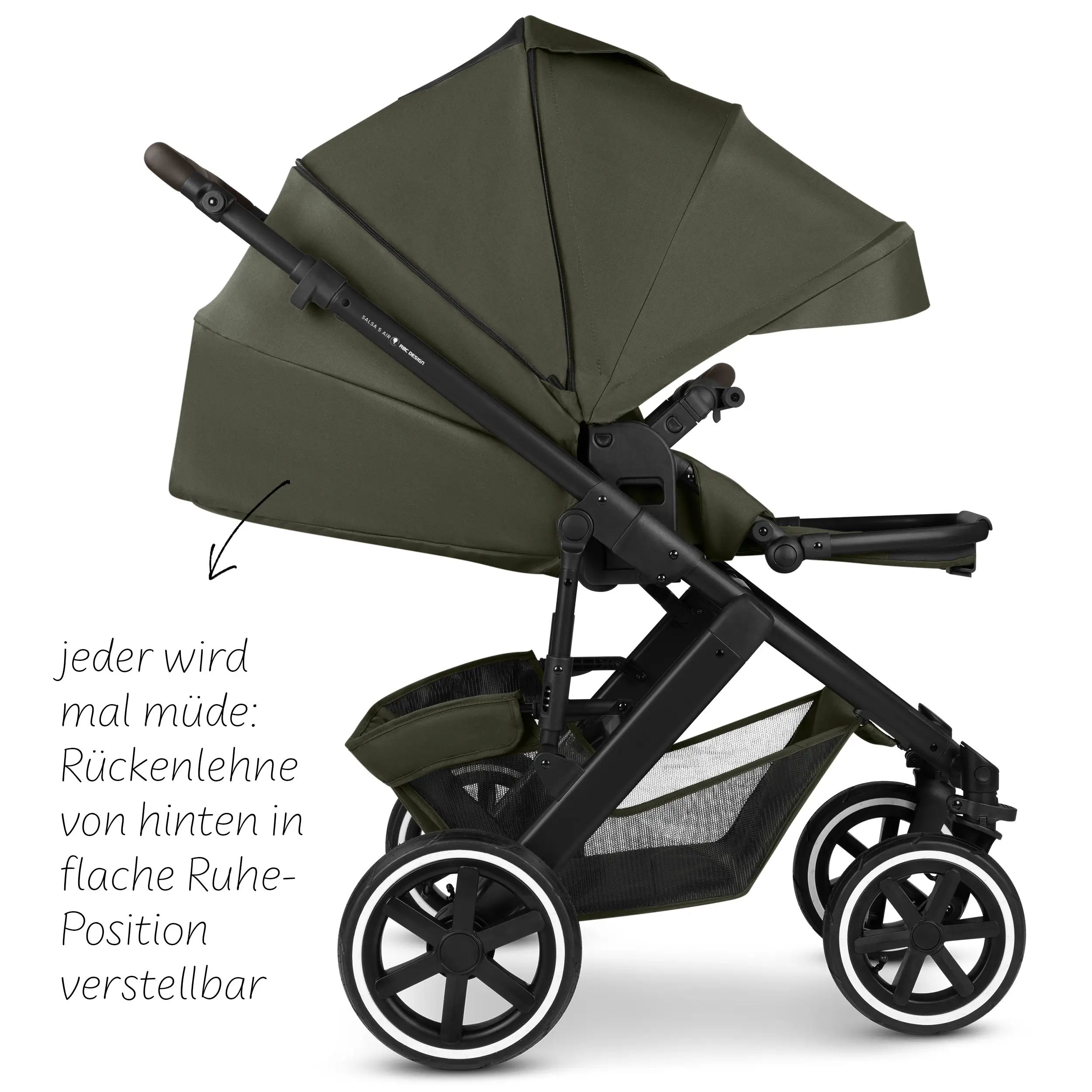 3in1-Kinderwagen-Set Salsa 5 Air inkl. Babyschale Calla mit Liegefunktion - Avocado