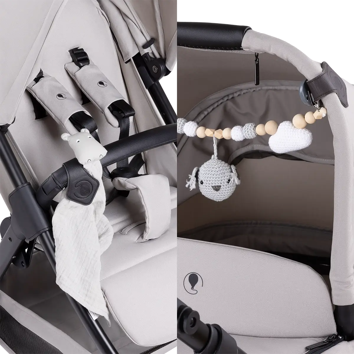 Universelle Befestigung an Kinderwagen & Co.