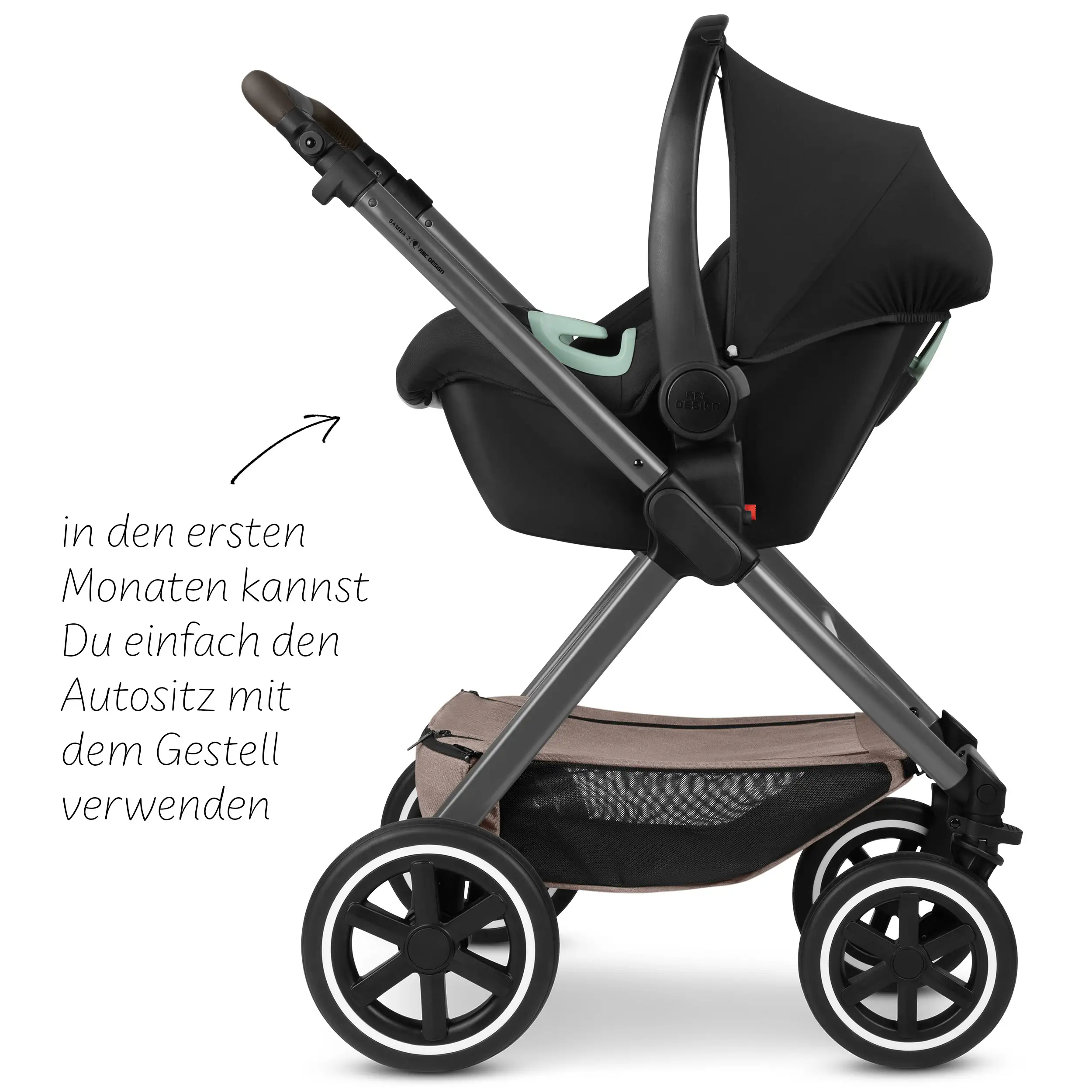Travel-Set Samba 2 inkl. Autositz für Neugeborene - Camel Travel-Set Samba 2 inkl. Autositz für Neugeborene - Camel