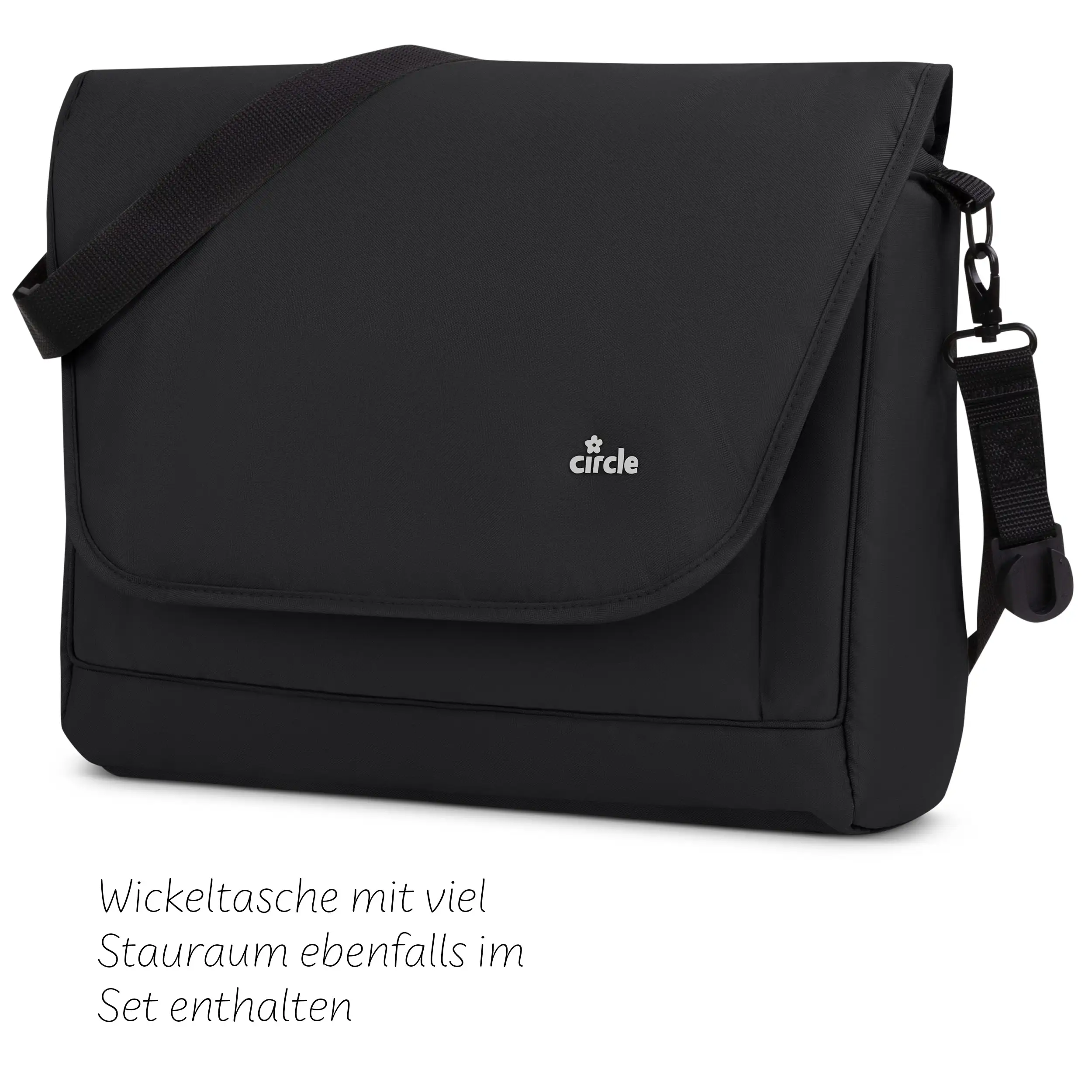 Zubehör Set Kinderwagen - Wickeltasche, Winterfußsack, Regenschutz & Moskitonetz - Black