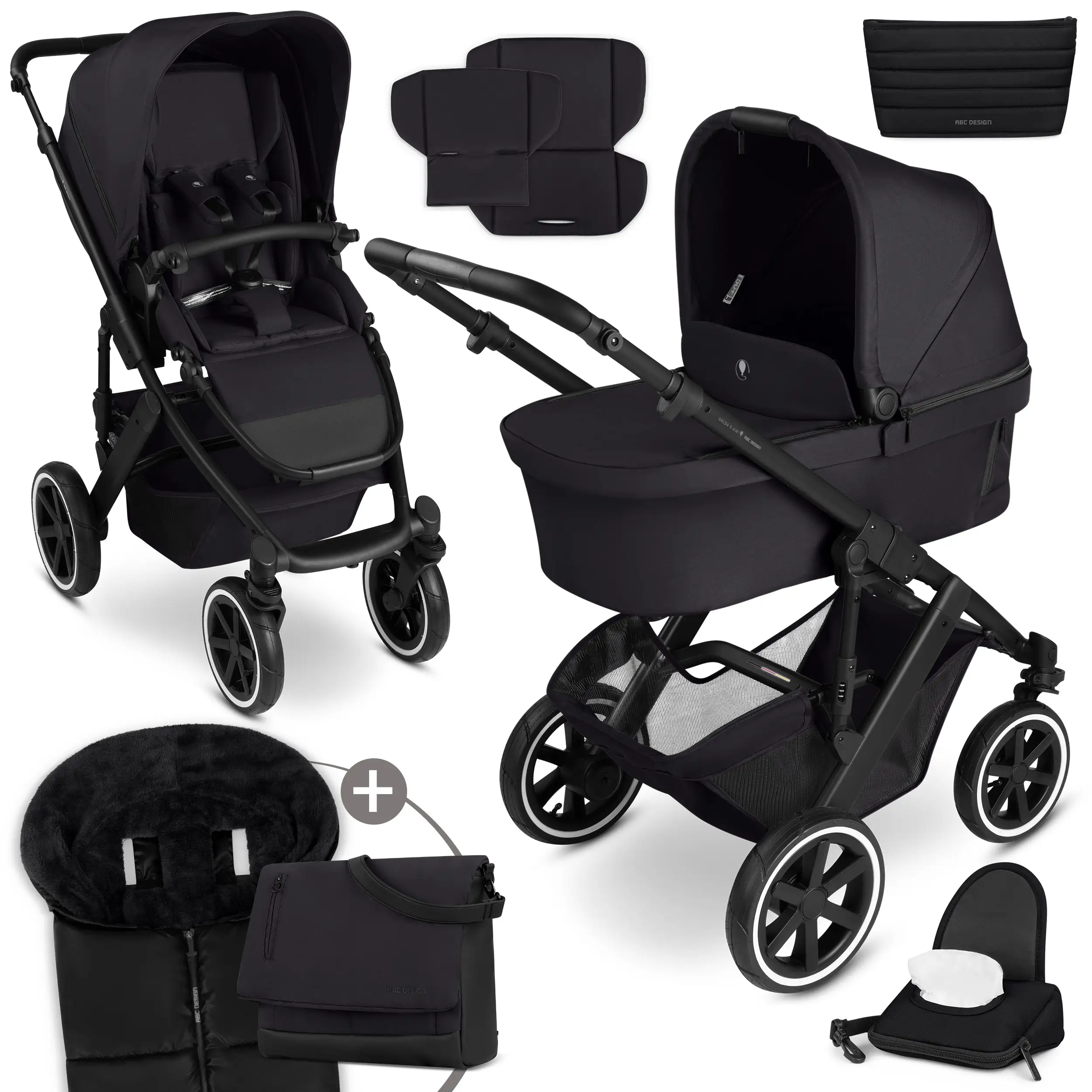 Kombi-Kinderwagen Salsa 5 Air inkl. Winterfußsack & Wickeltasche - Coal