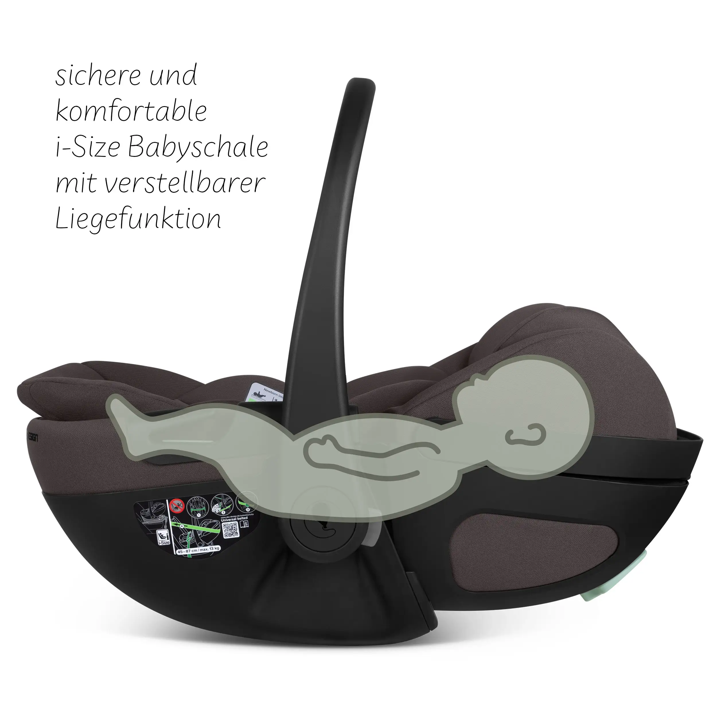 Coque auto Calla i-Size avec position allongée, base ISOFIX rotative Root incluse