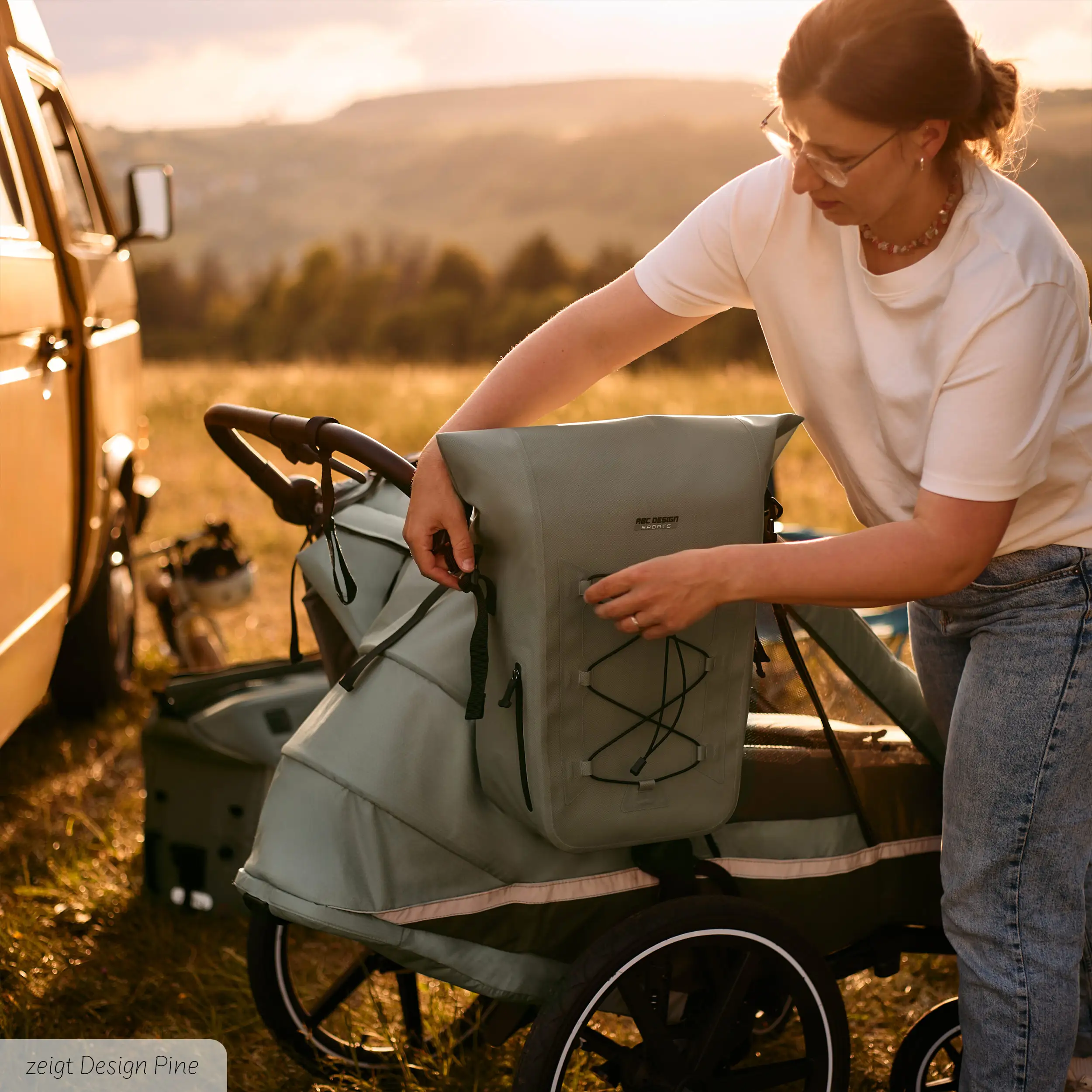 Satteltasche Sion 20L für Kinderwagen Fahrradanhänger & Alltag - Ink