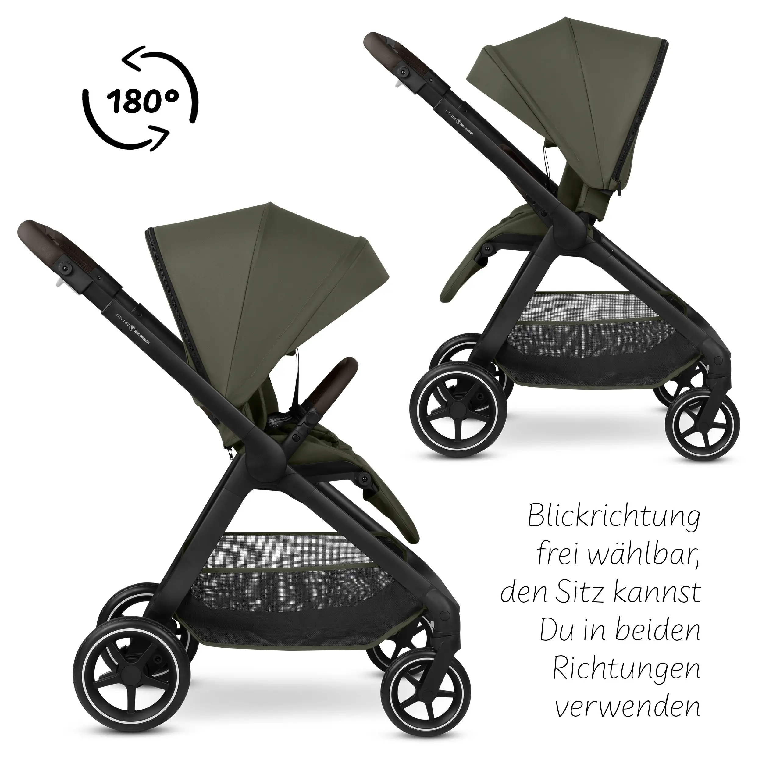 Set passeggino 3in1 City Life incl. ovetto Maxi-Cosi Pebble 360 Pro 2 - Avocado