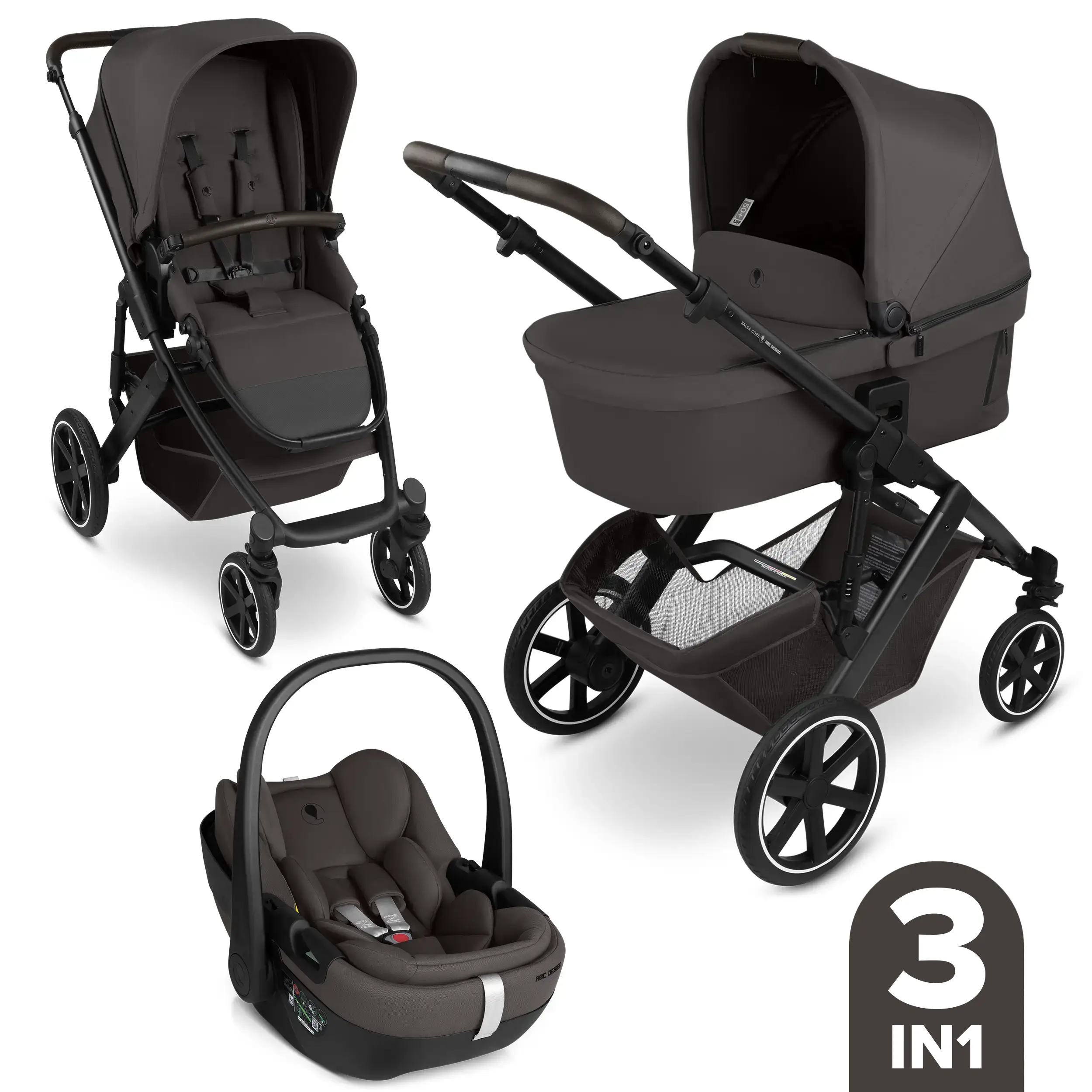 Ensemble poussette 3en1 Salsa Core avec siège auto pour bébé Calla à fonction allongée - Falcon
