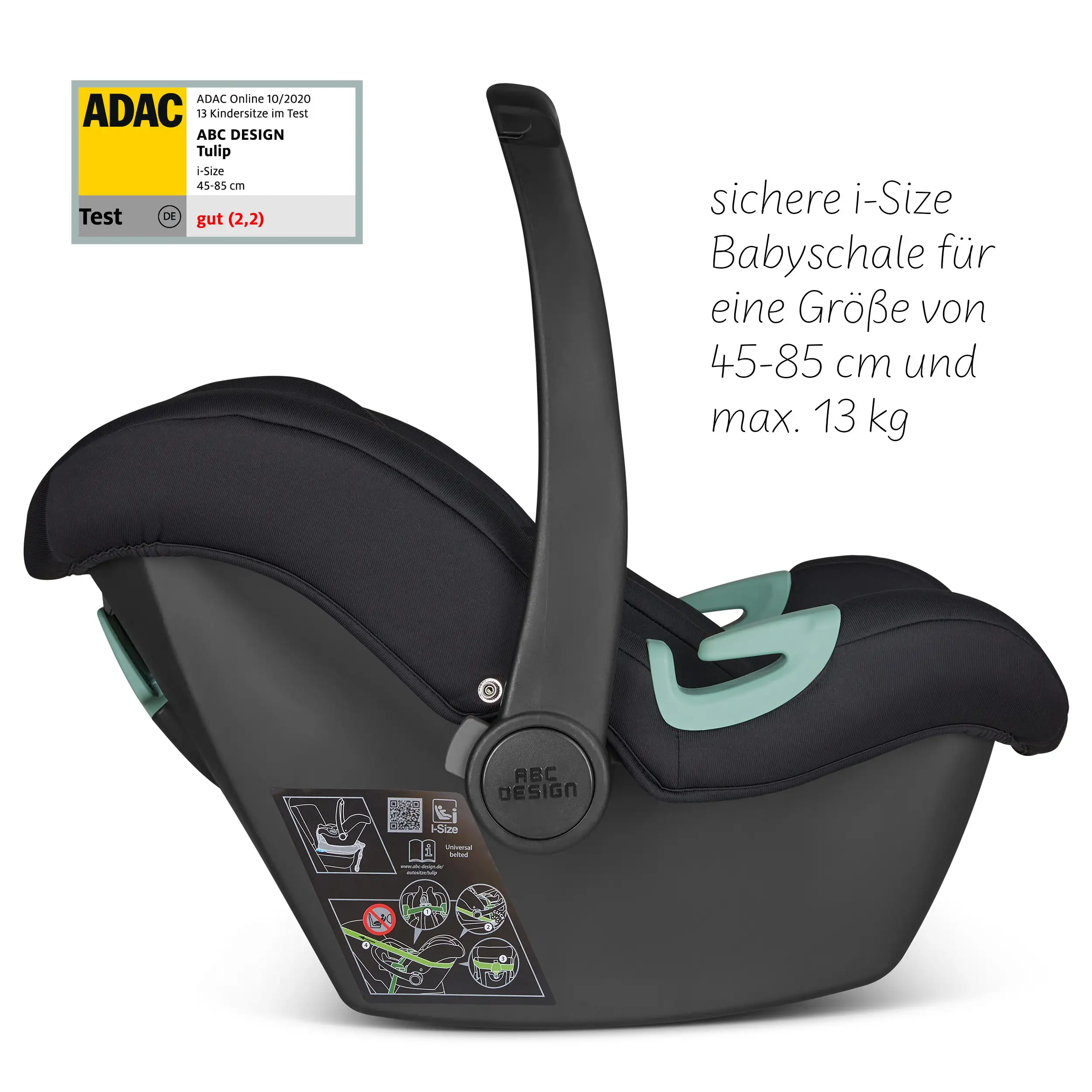 Babyschale Tulip i-Size inkl. drehbarer Isofix Base Root - Black