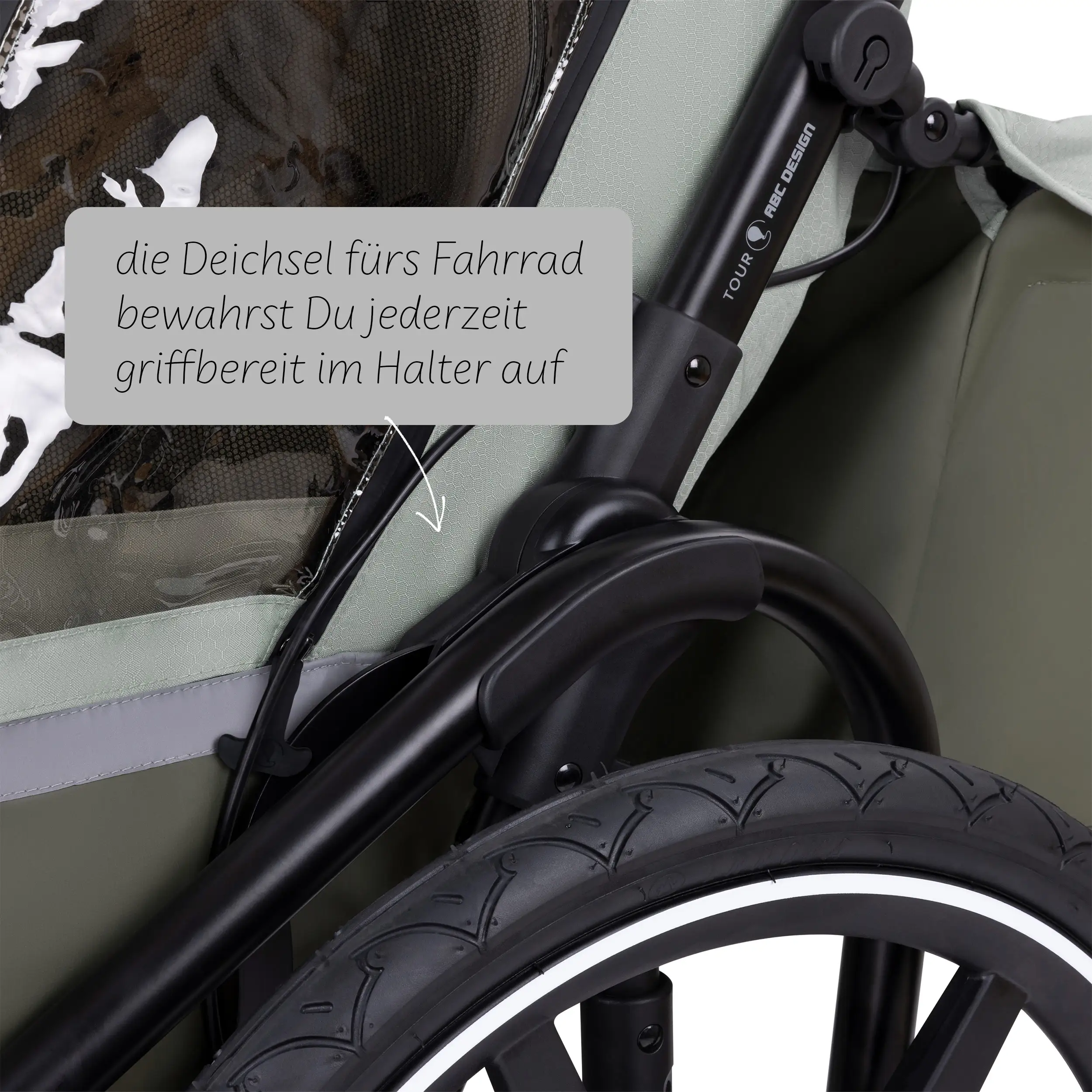 Fahrradanhänger Tour 2 mit 2 Komfortsitzen & Lufträdern - Olive