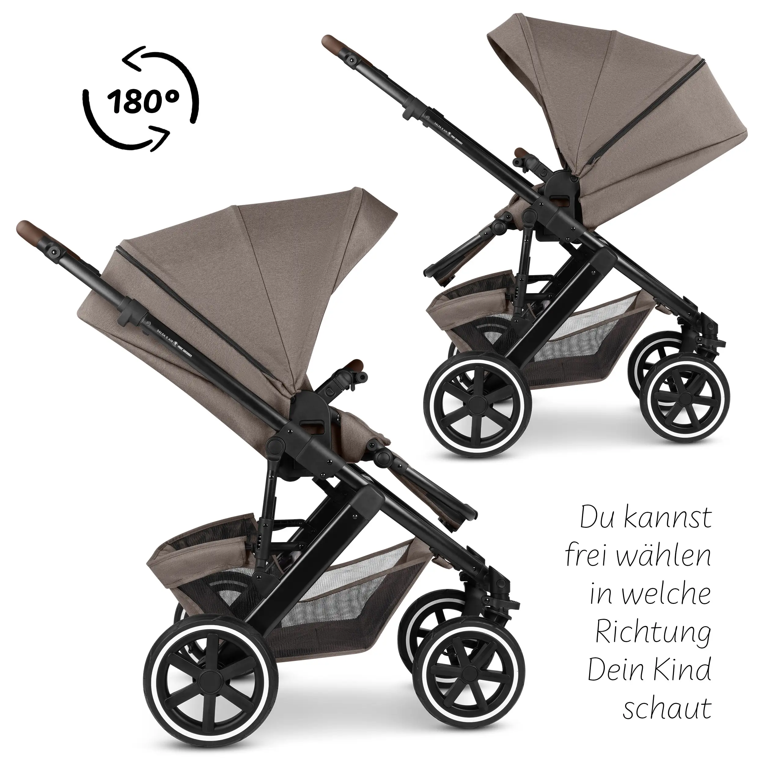 Kombi-Kinderwagen Salsa 5 Air  inkl. Wickeltasche Urban, Moskitonetz, Regenschutz - Nature