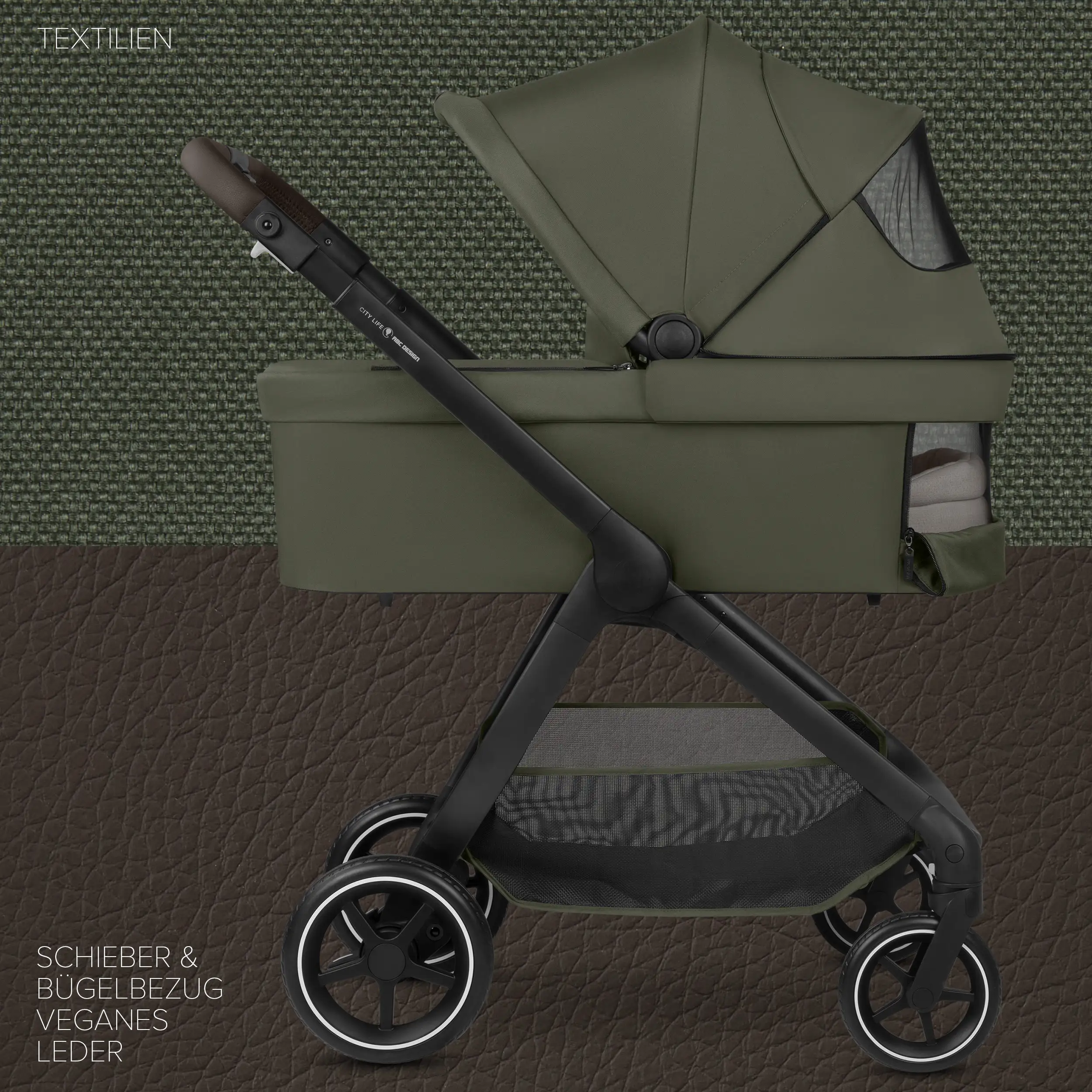 4in1-Kinderwagen-Set City Life inkl. Isofix Base - Avocado