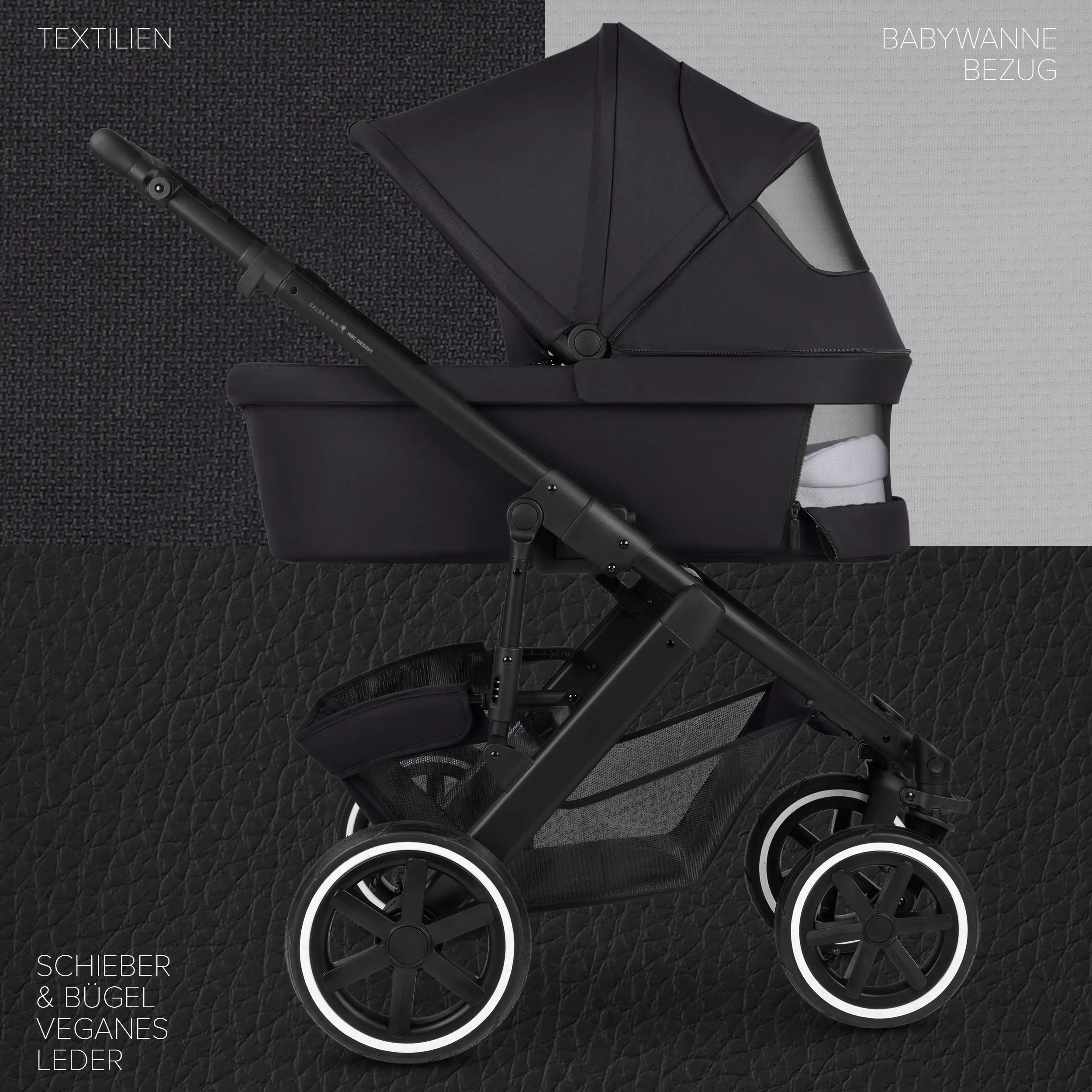 3in1-Kinderwagen-Set Salsa 5 Air inkl. Babyschale Calla mit Liegefunktion - Coal