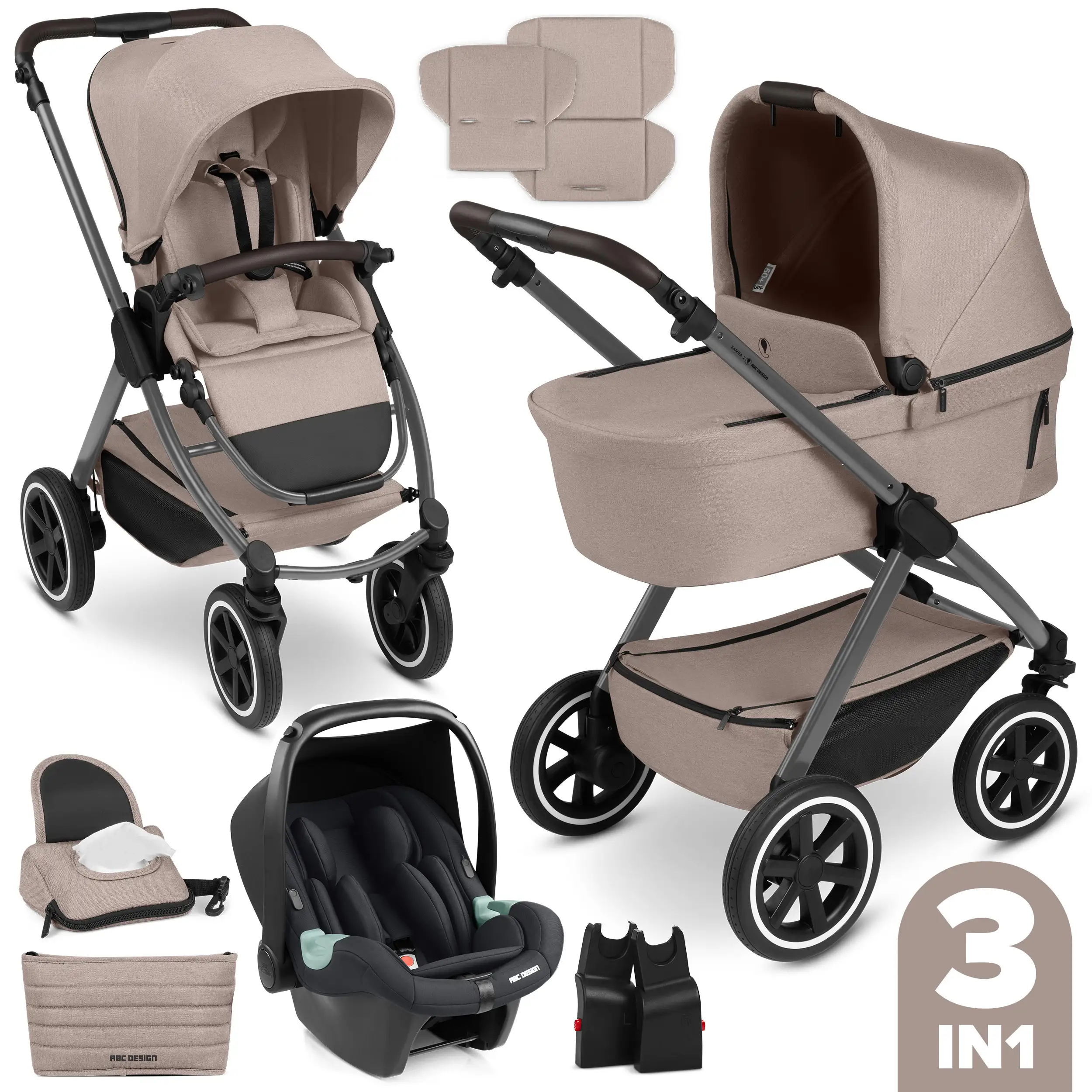 3in1-Kinderwagen-Set Samba 2 - Camel