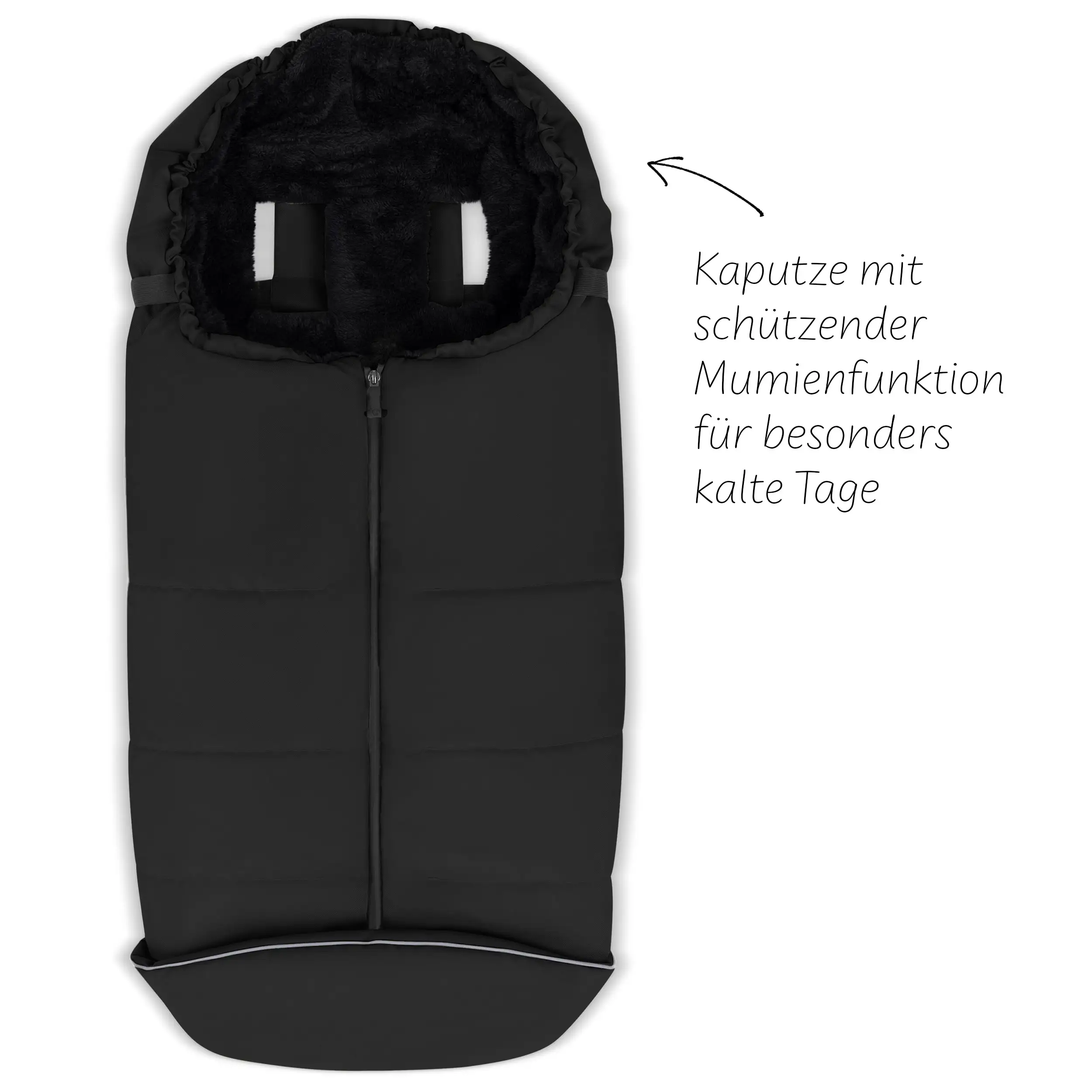 Zubehör Set Kinderwagen - Wickeltasche, Winterfußsack, Regenschutz & Moskitonetz - Black