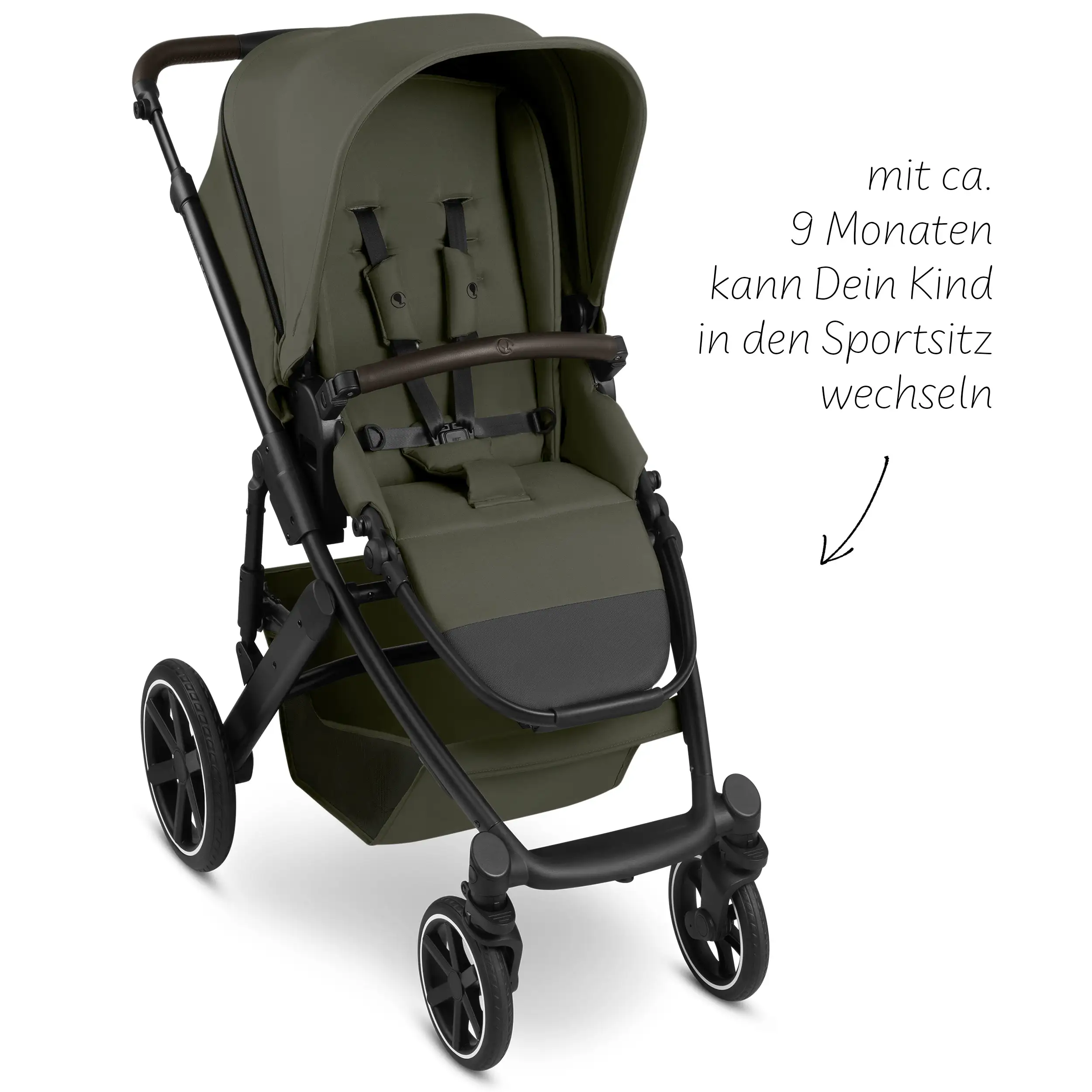 Ensemble poussette 4en1 Salsa Core avec coque auto inclinable Calla et base ISOFIX Root - Olive