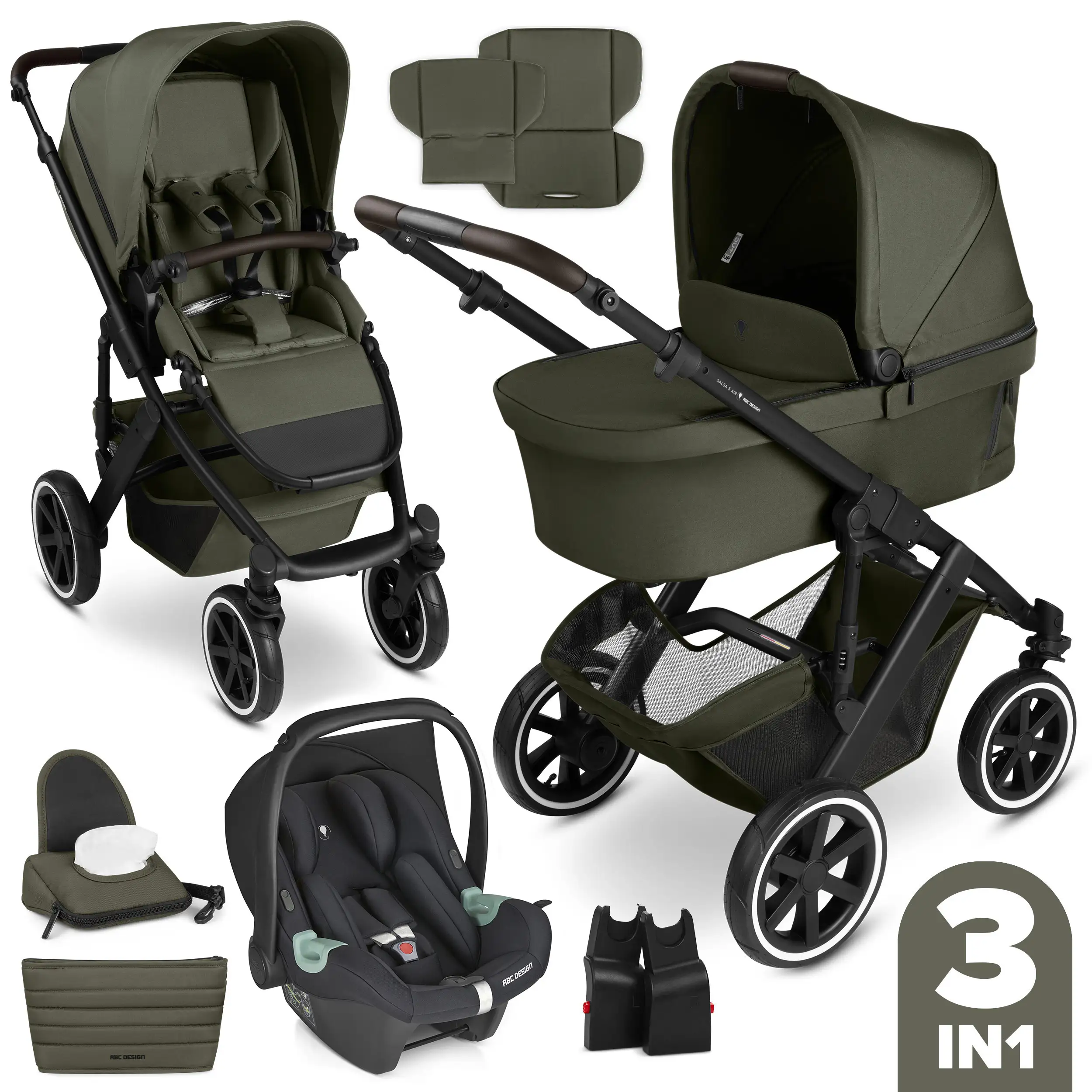 3in1-Kinderwagen-Set Salsa 5 Air - Avocado
