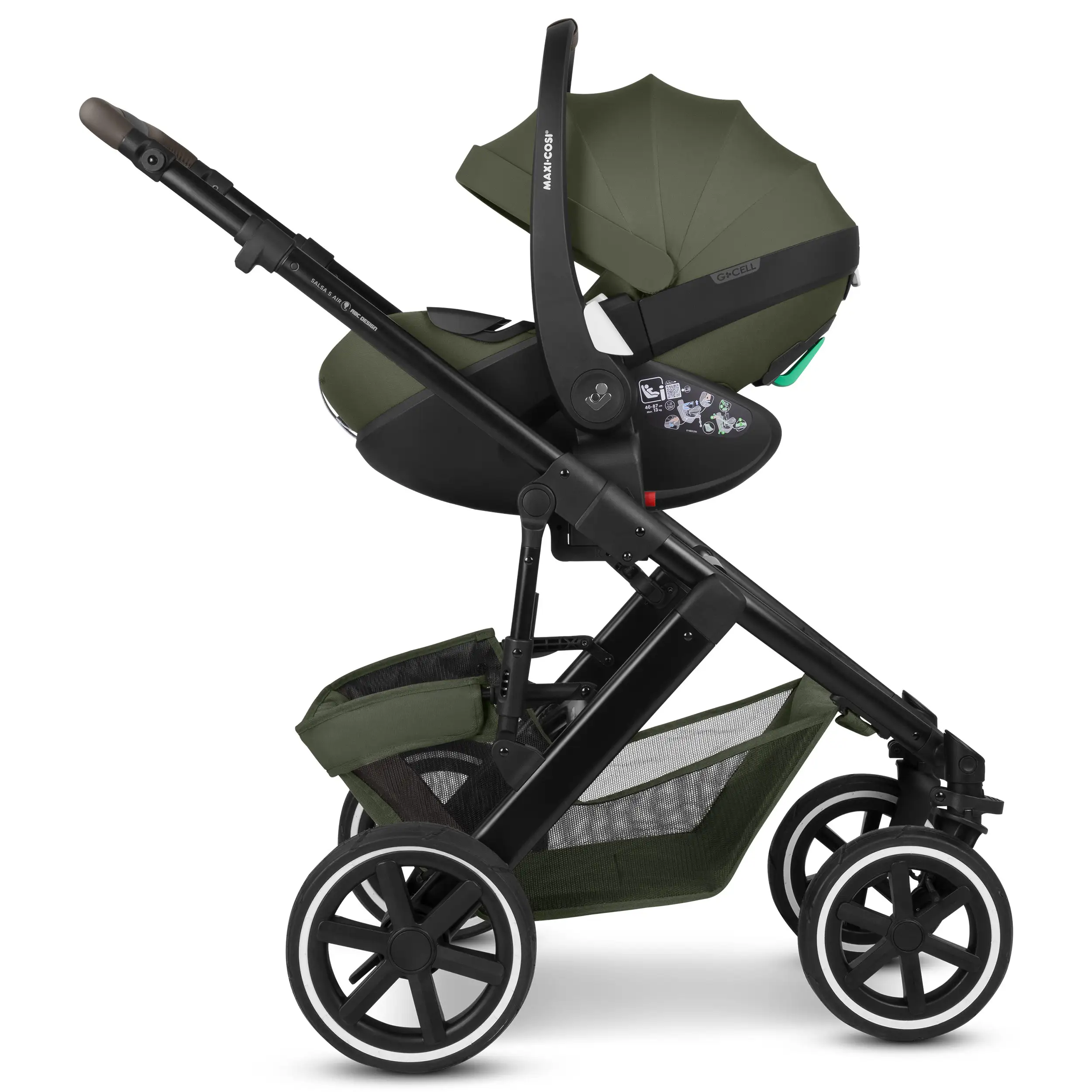3in1 Kinderwagen-Set Salsa 5 Air inkl. Babyschale Maxi Cosi Pebble 360 Pro 2 - Avocado