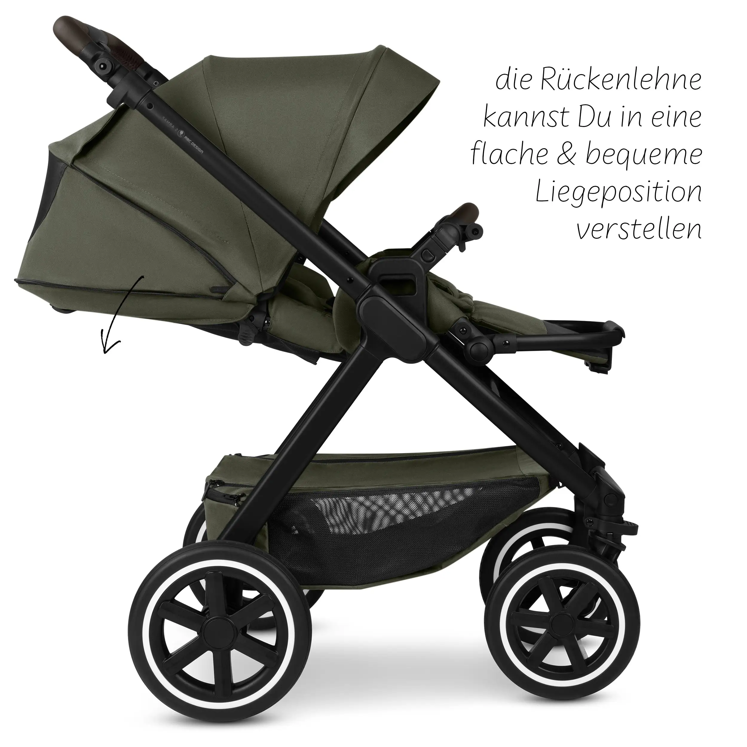 4in1-Kinderwagen-Set Samba 2 inkl. Babyschale Calla mit Liegefunktion - Avocado