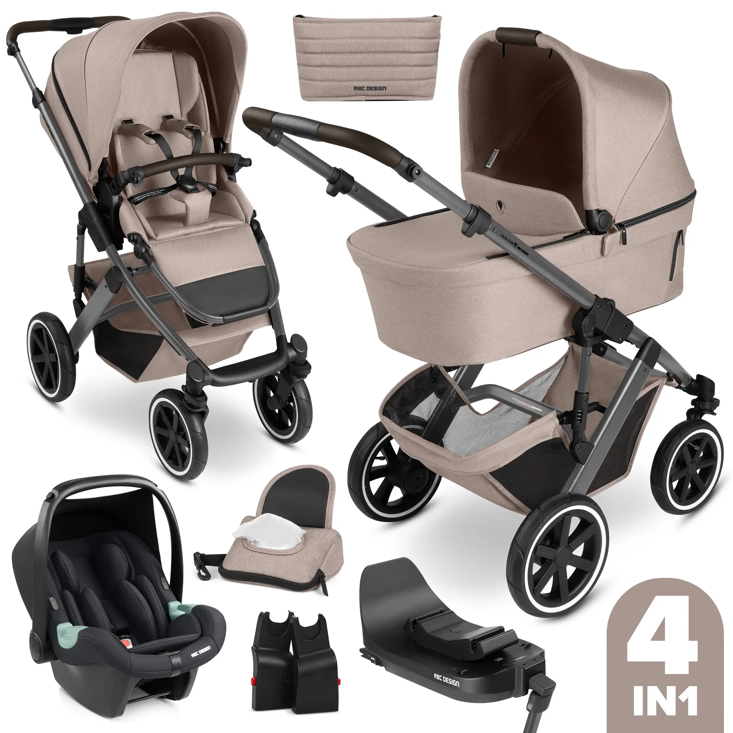 4in1 Kinderwagen-Set Salsa 5 Air inkl. Isofix Base - Camel