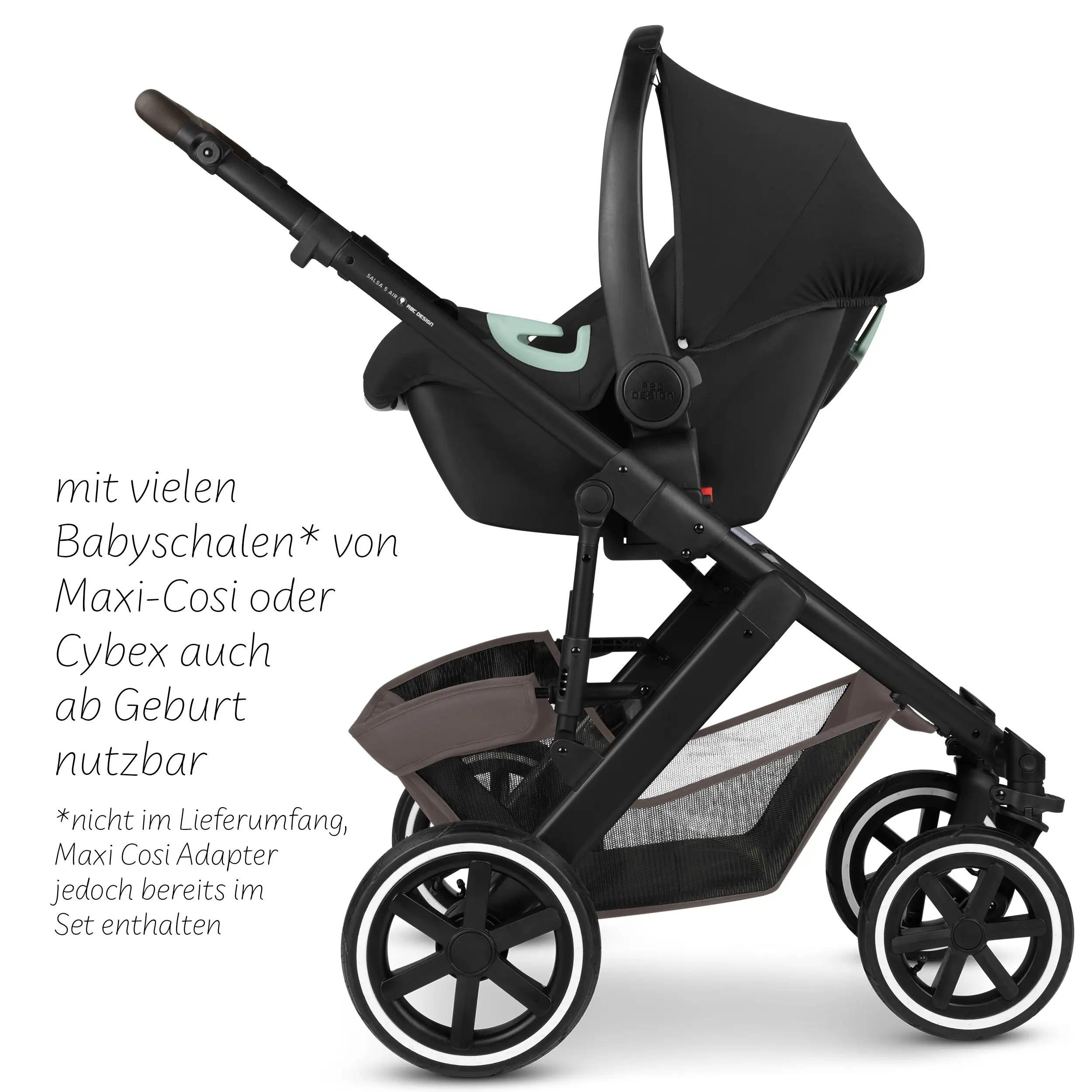 Paquet 1/2 Ensemble poussette 3en1 Salsa 5 Air - Marron