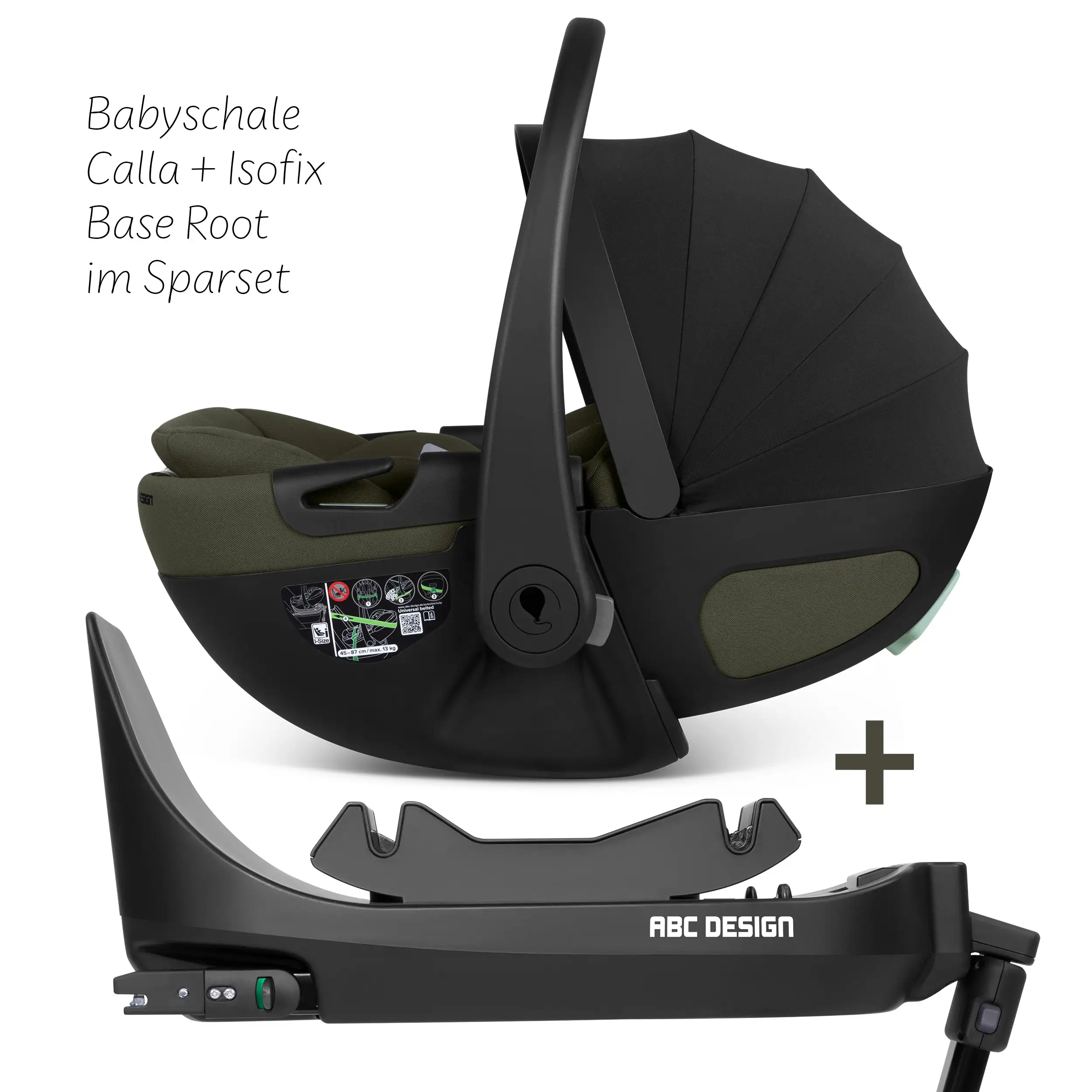 Coque auto Calla i-Size avec position allongée, base ISOFIX rotative Root incluse
