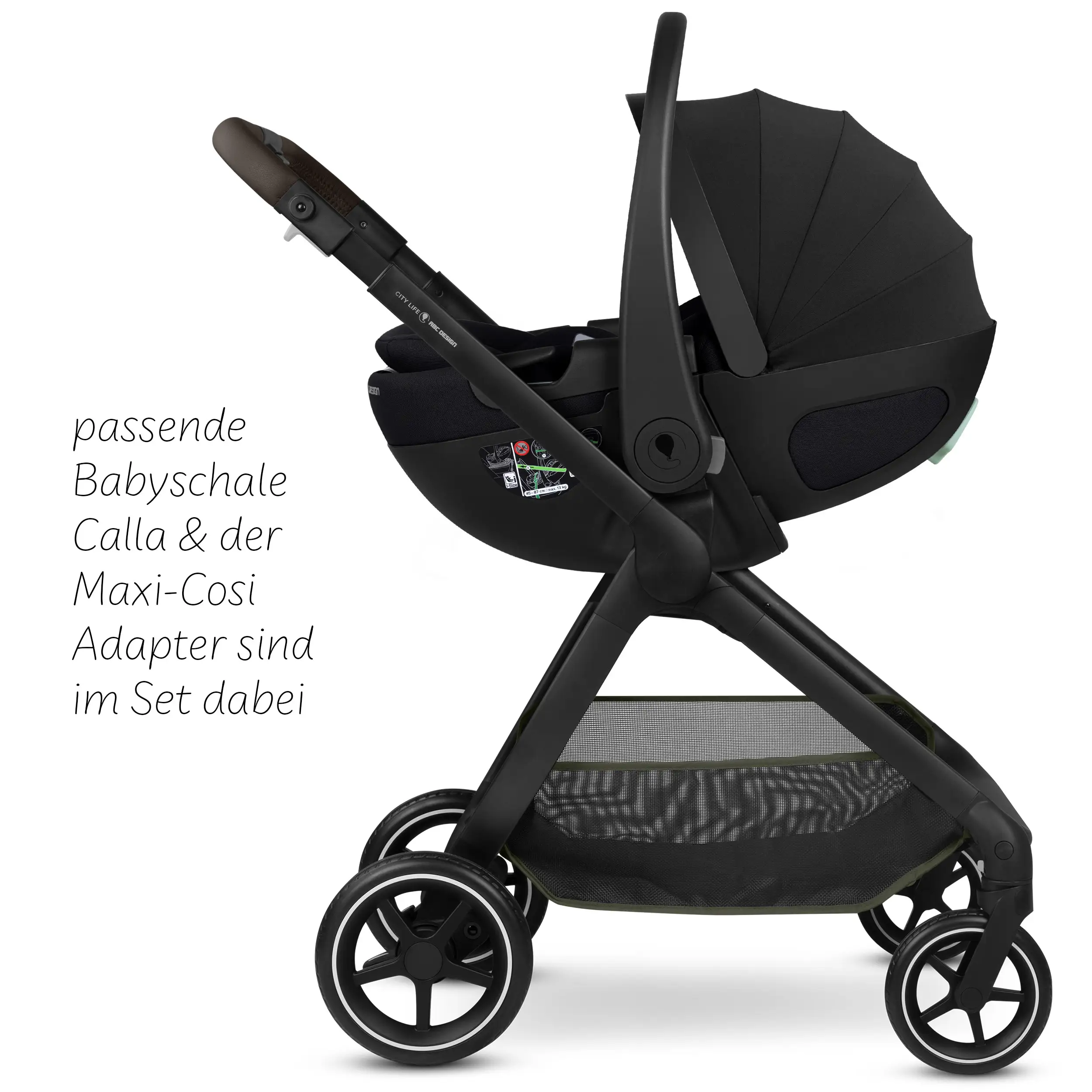 4in1-Kinderwagen-Set City Life inkl. Babyschale Calla mit Liegefunktion - Avocado