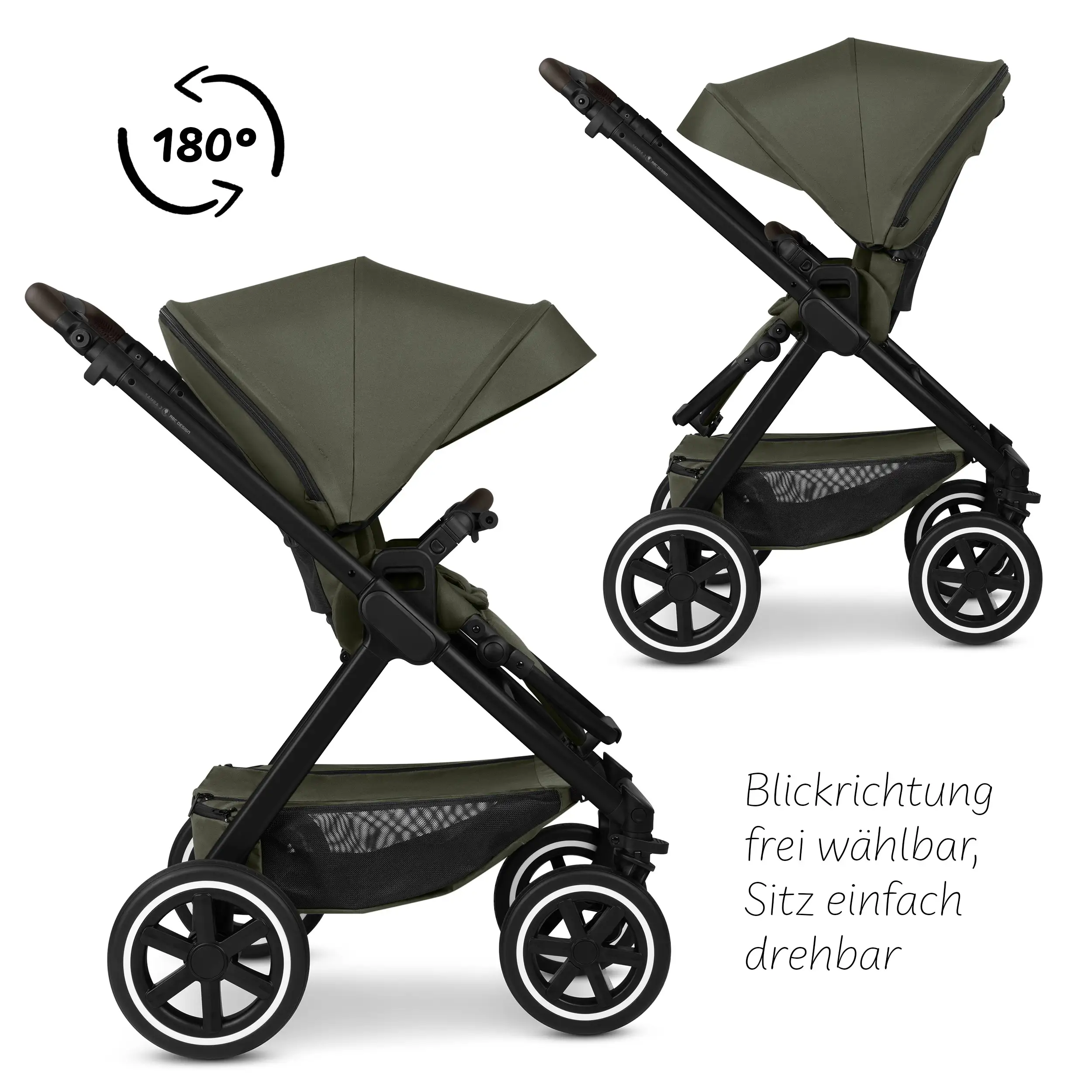 4in1-Kinderwagen-Set Samba 2 inkl. Babyschale Calla mit Liegefunktion - Avocado