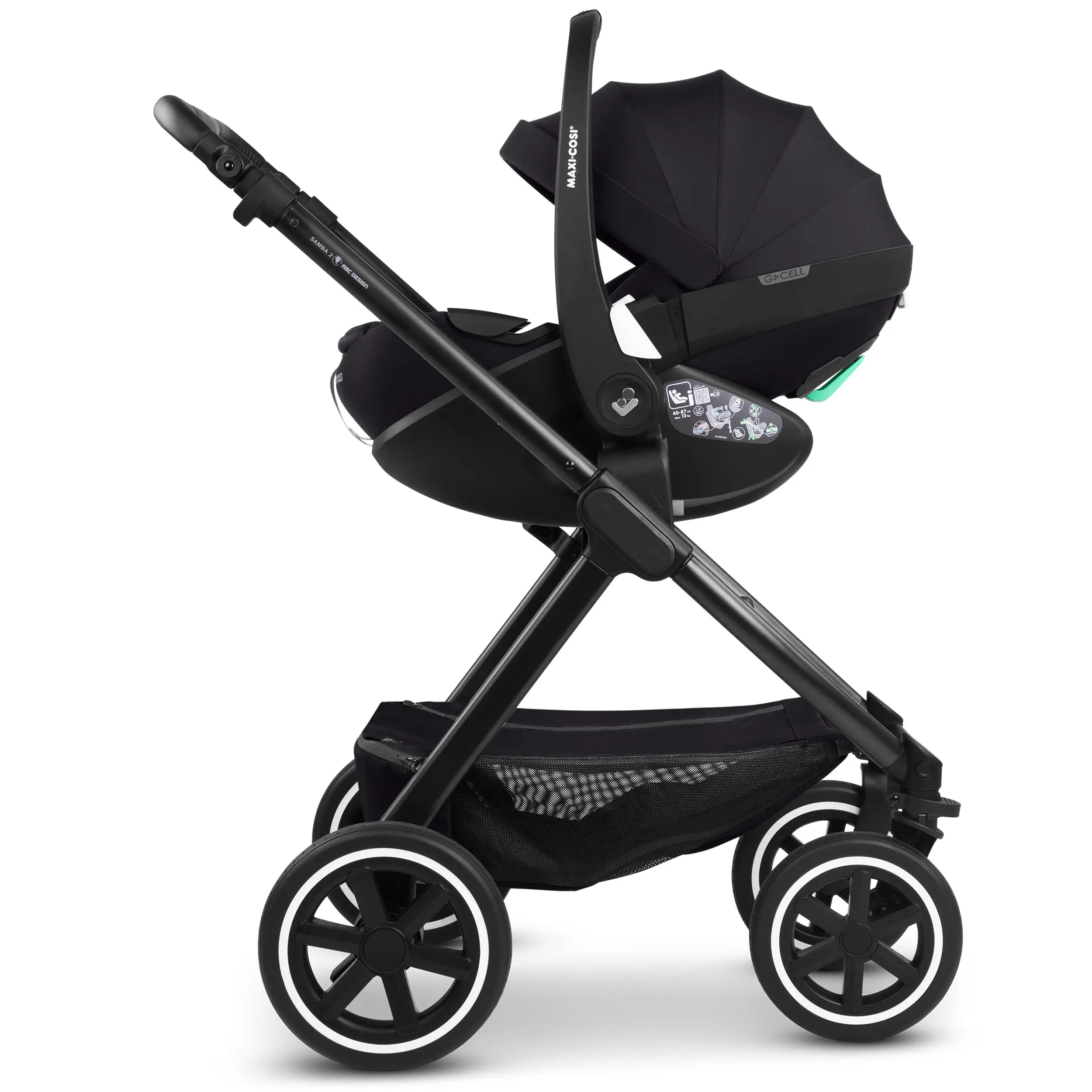 3in1 Kinderwagen-Set Samba 2 inkl. Babyschale Maxi Cosi Pebble 360 Pro 2 - Coal