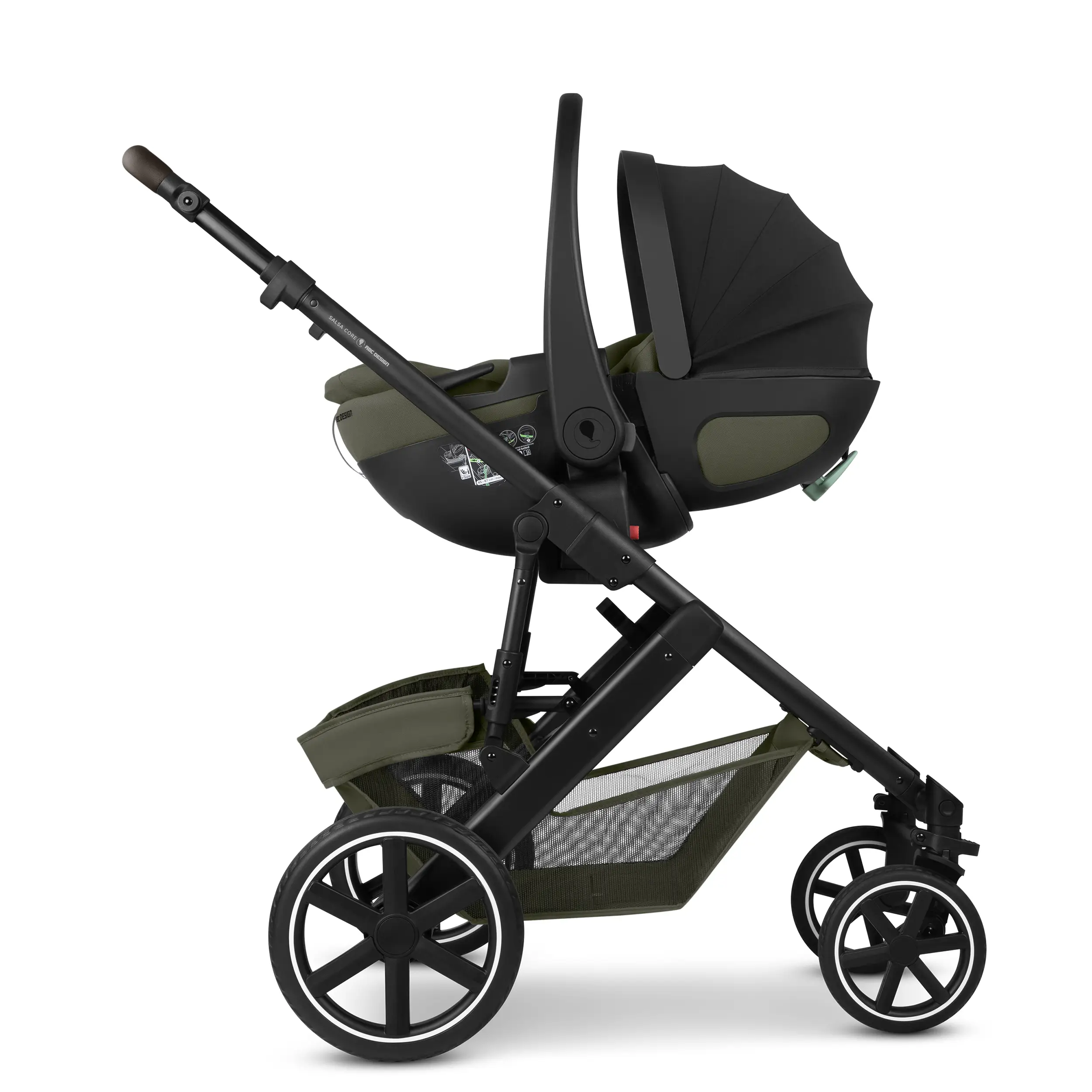 3in1 Kinderwagen-Set Salsa Core inkl. Babyschale mit Liegefunktion Calla - Olive