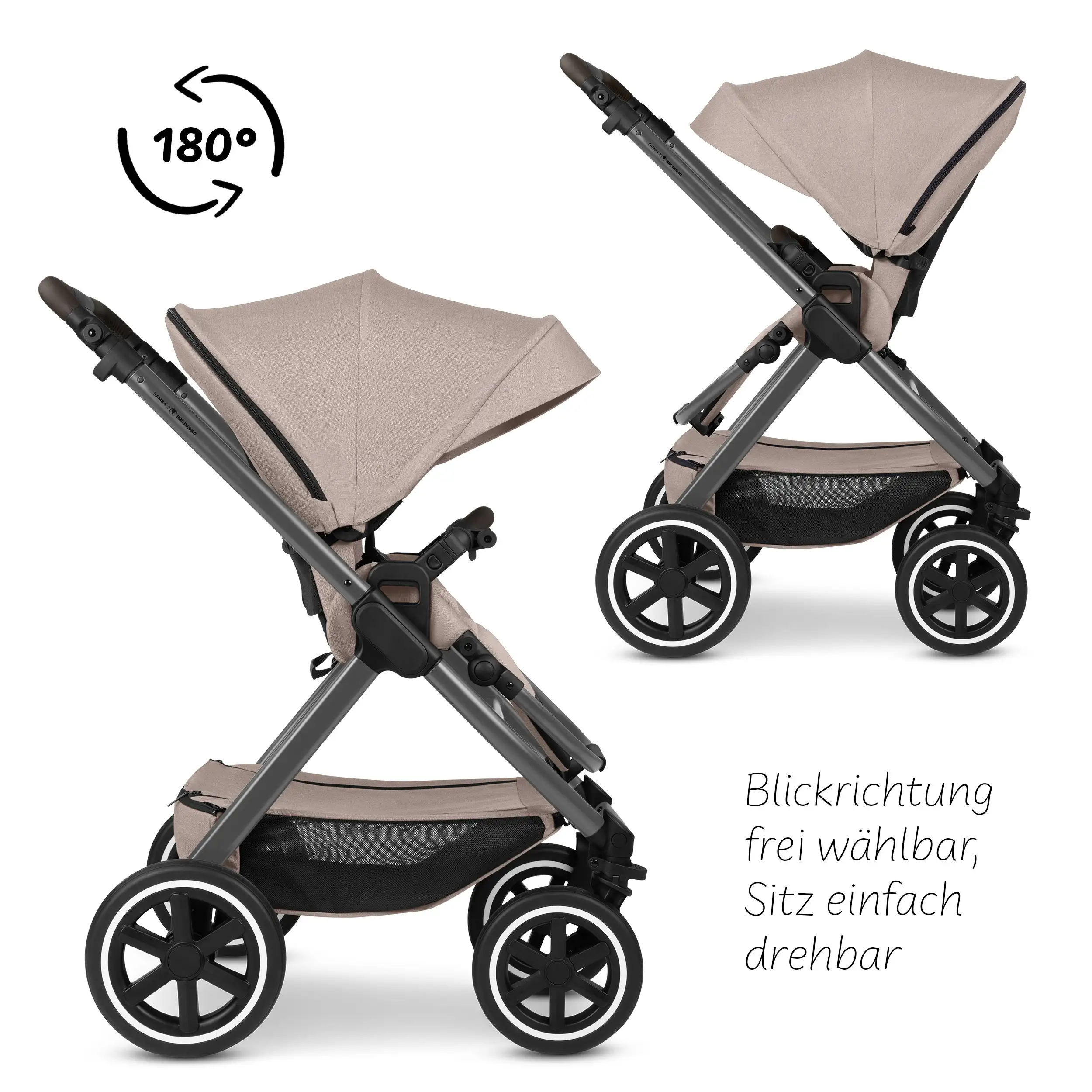 4in1-Kinderwagen-Set Samba 2 inkl. Babyschale Calla mit Liegefunktion - Camel