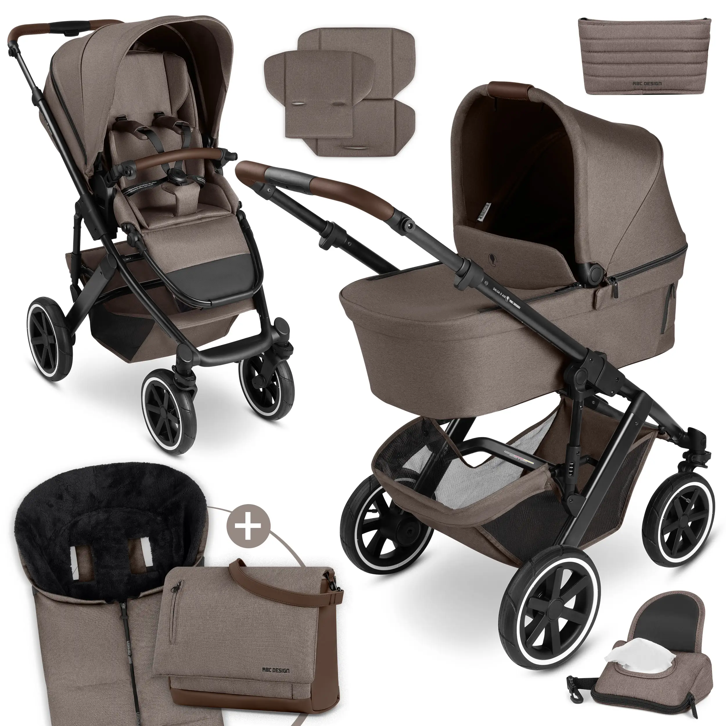 Kombi-Kinderwagen Salsa 5 Air inkl. Winterfußsack & Wickeltasche - Nature