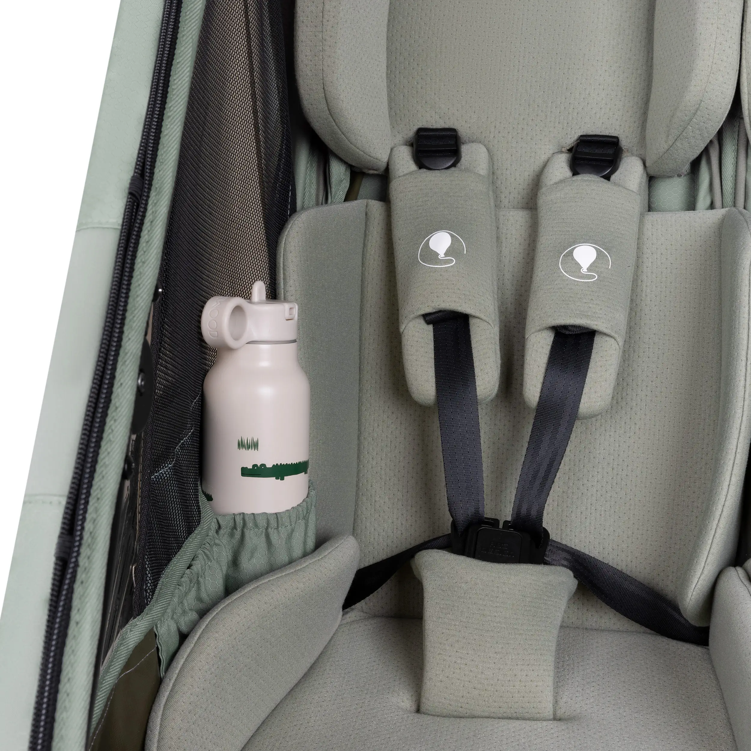 Fahrradanhänger Tour 2 mit 2 Komfortsitzen & Lufträdern - Olive