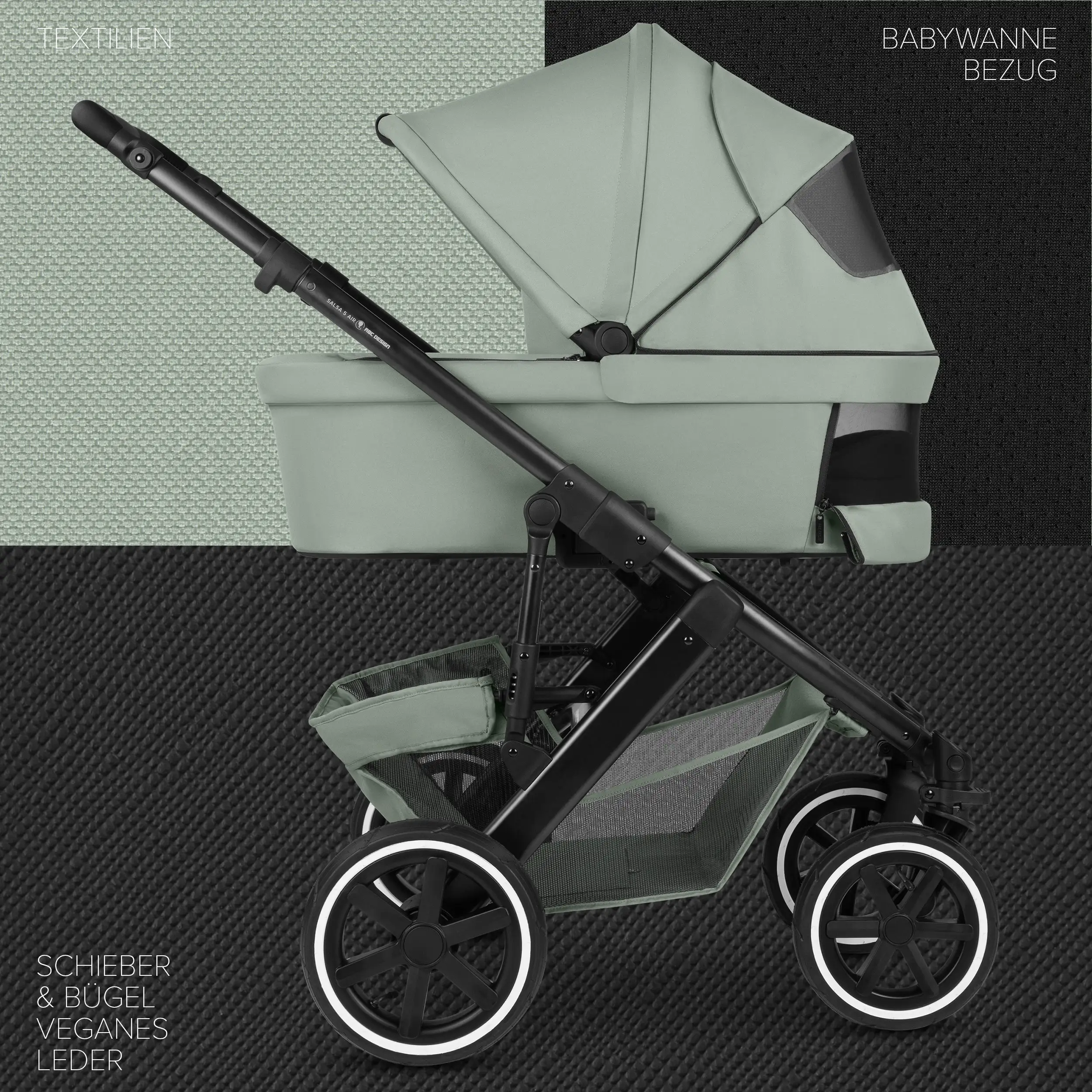 3in1-Kinderwagen-Set Salsa 5 Air inkl. Babyschale Calla mit Liegefunktion - Pine