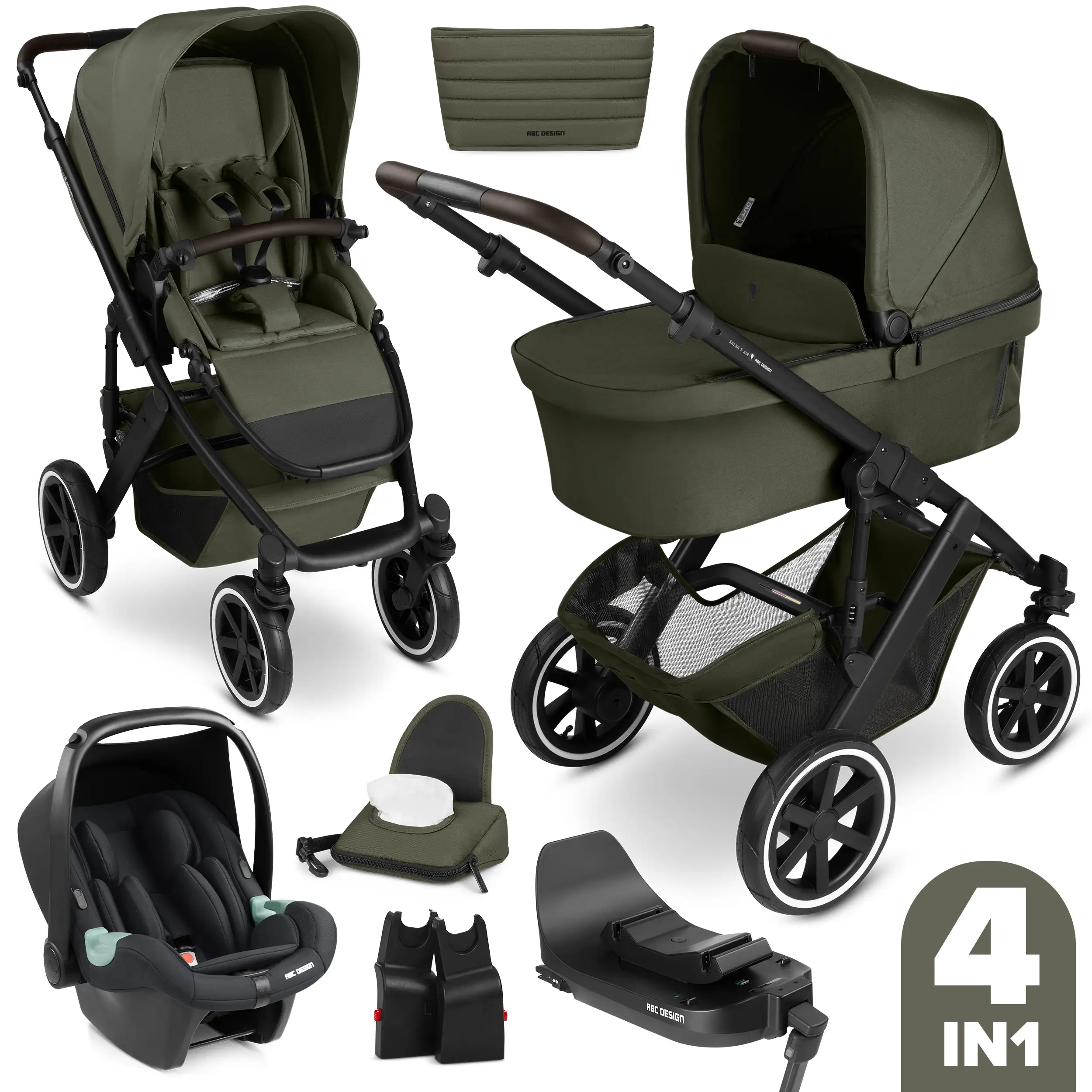 4in1 Kinderwagen-Set Salsa 5 Air inkl. Isofix Base - Avocado