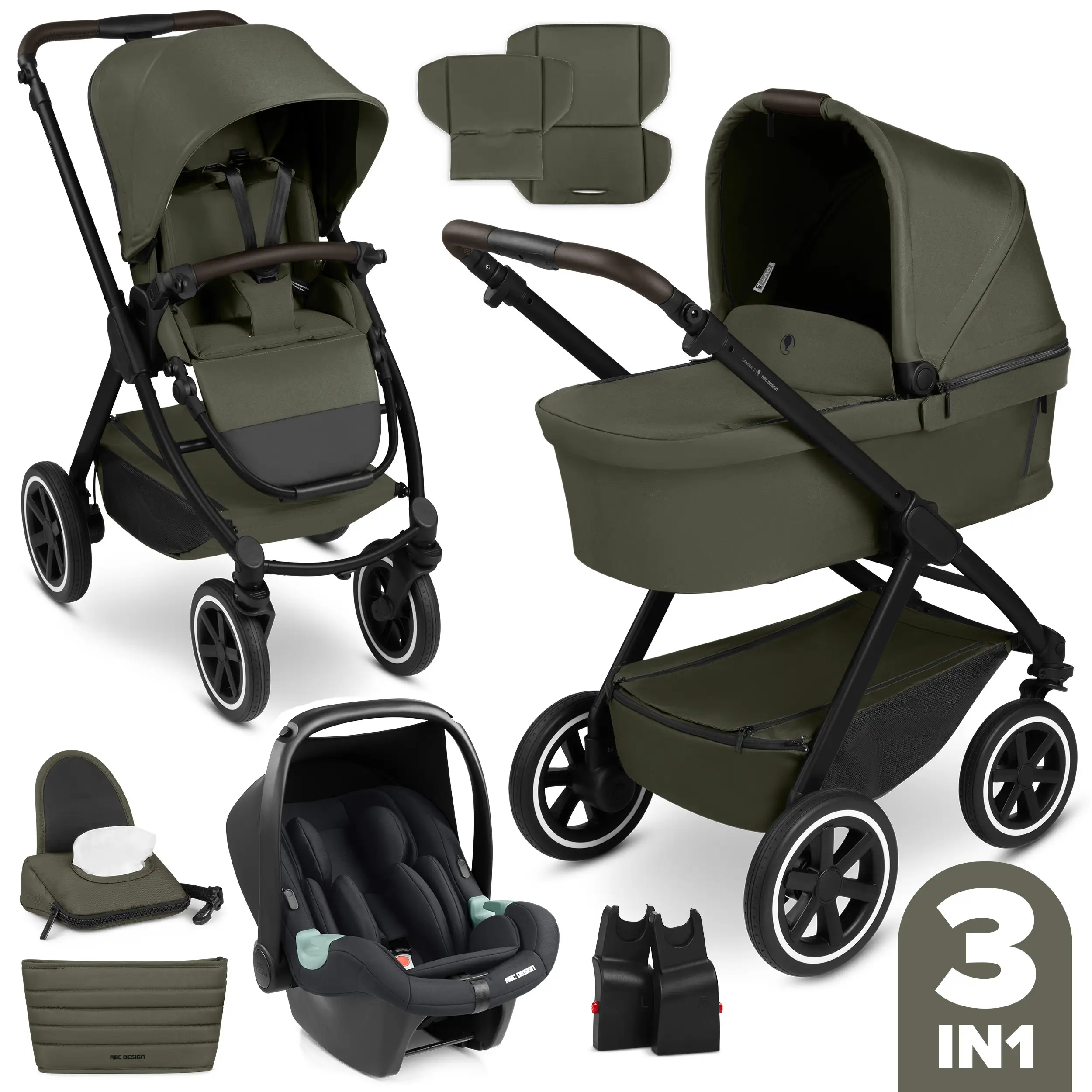 3in1-Kinderwagen-Set Samba 2 - Avocado