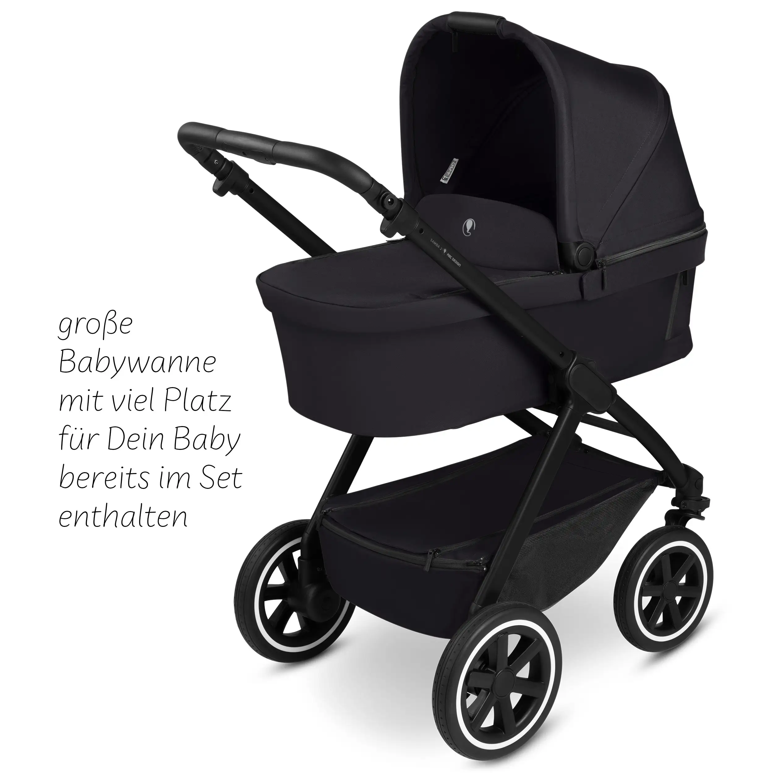 3in1 Kinderwagen-Set Samba 2 inkl. Babyschale Maxi Cosi Pebble 360 Pro 2 - Coal