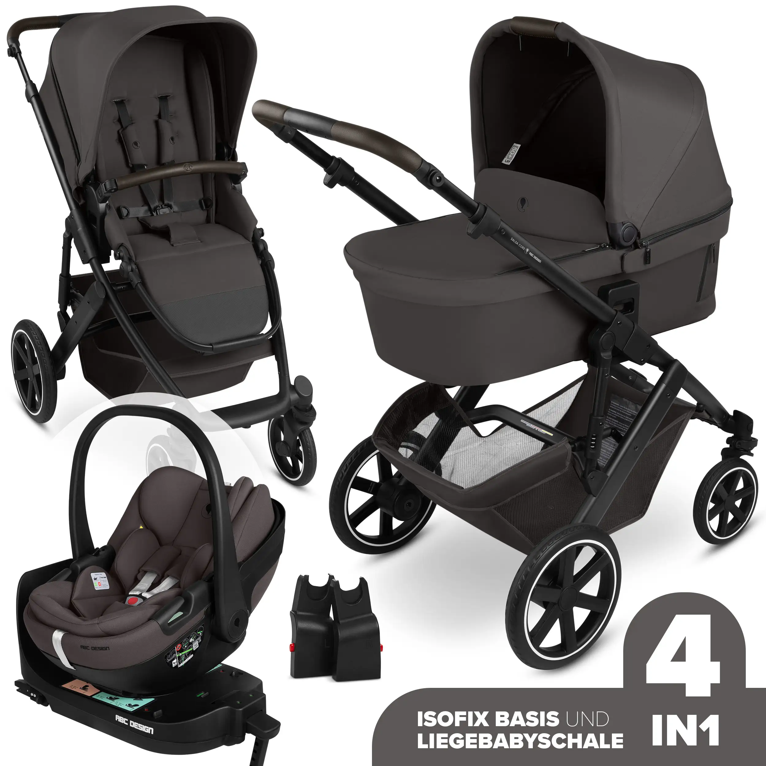 Set passeggino 4in1 Salsa Core incl. ovetto Calla con funzione reclinabile e base ISOFIX Root - Falcon