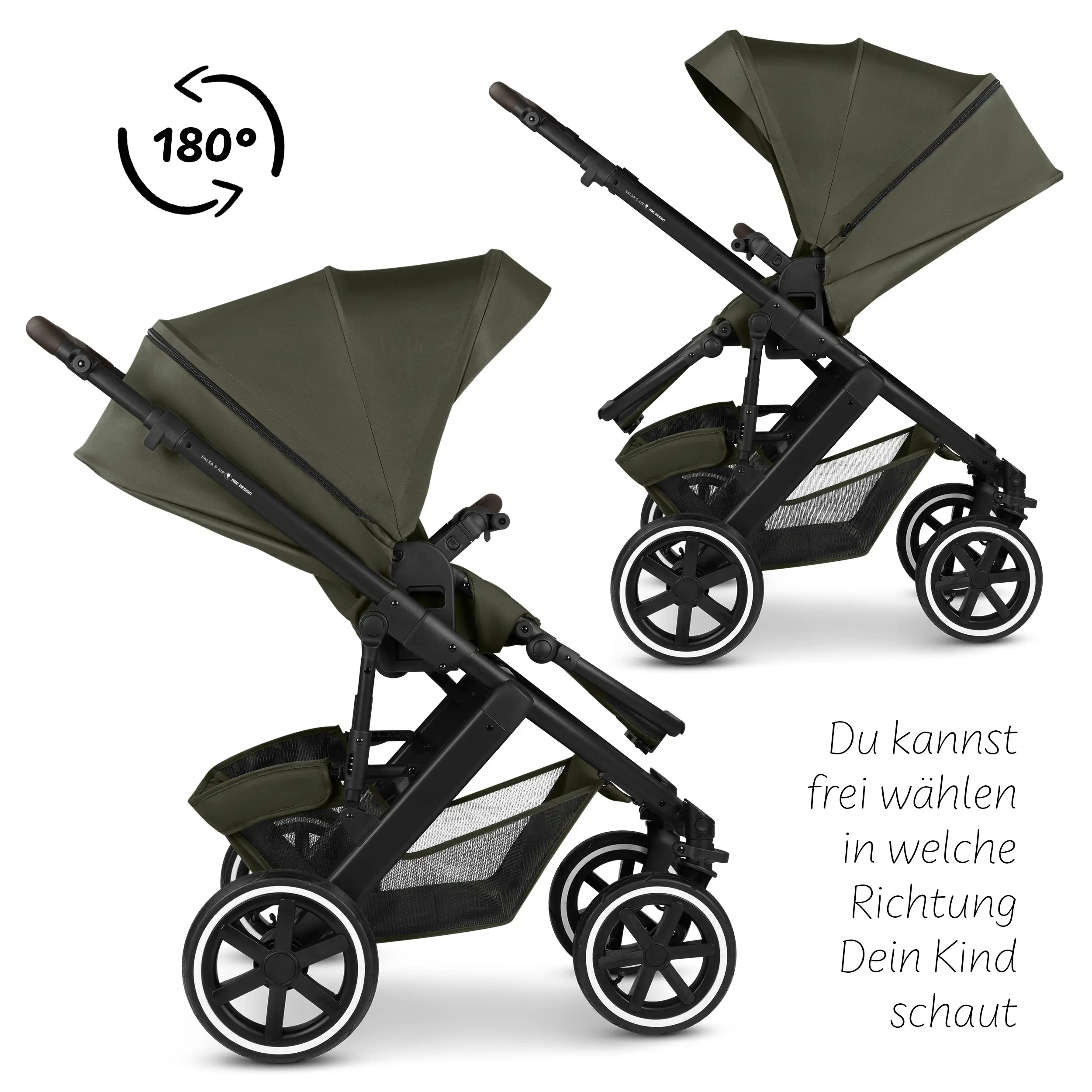 Kombi-Kinderwagen Salsa 5 Air inkl. Winterfußsack & Wickeltasche - Avocado