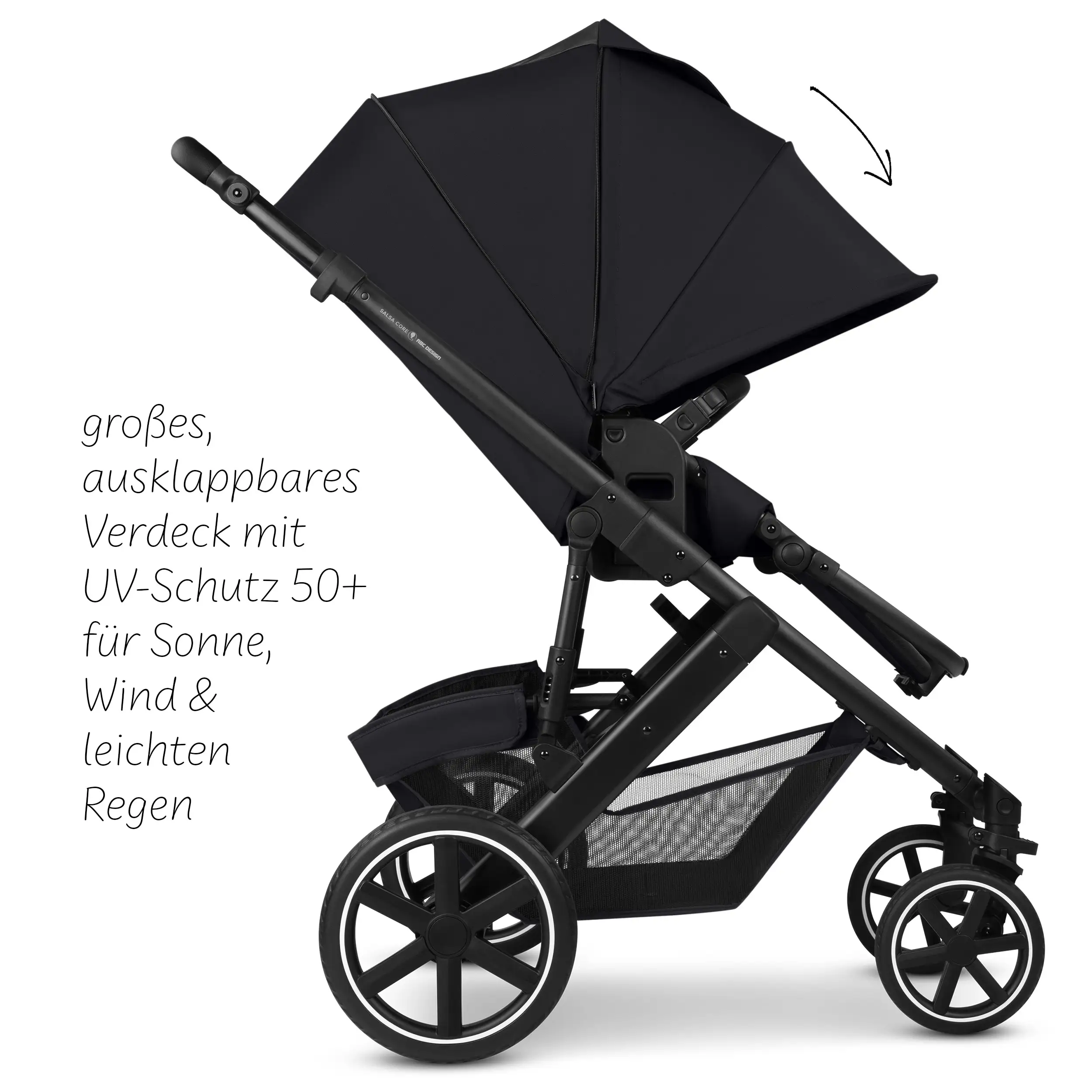 Ensemble poussette 4en1 Salsa Core avec coque auto inclinable Calla et base ISOFIX Root - Ink