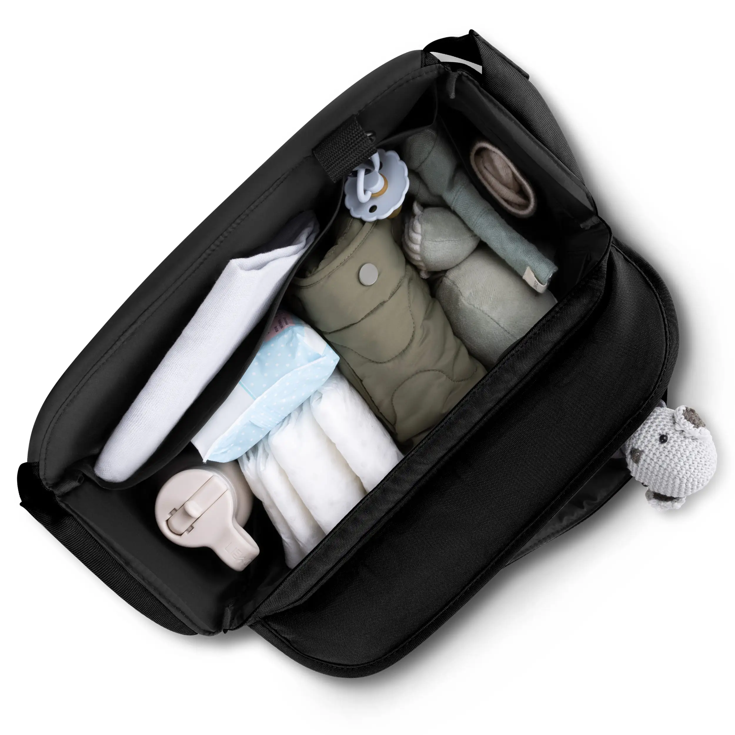 Zubehör Set Kinderwagen - Wickeltasche, Winterfußsack, Regenschutz & Moskitonetz - Black