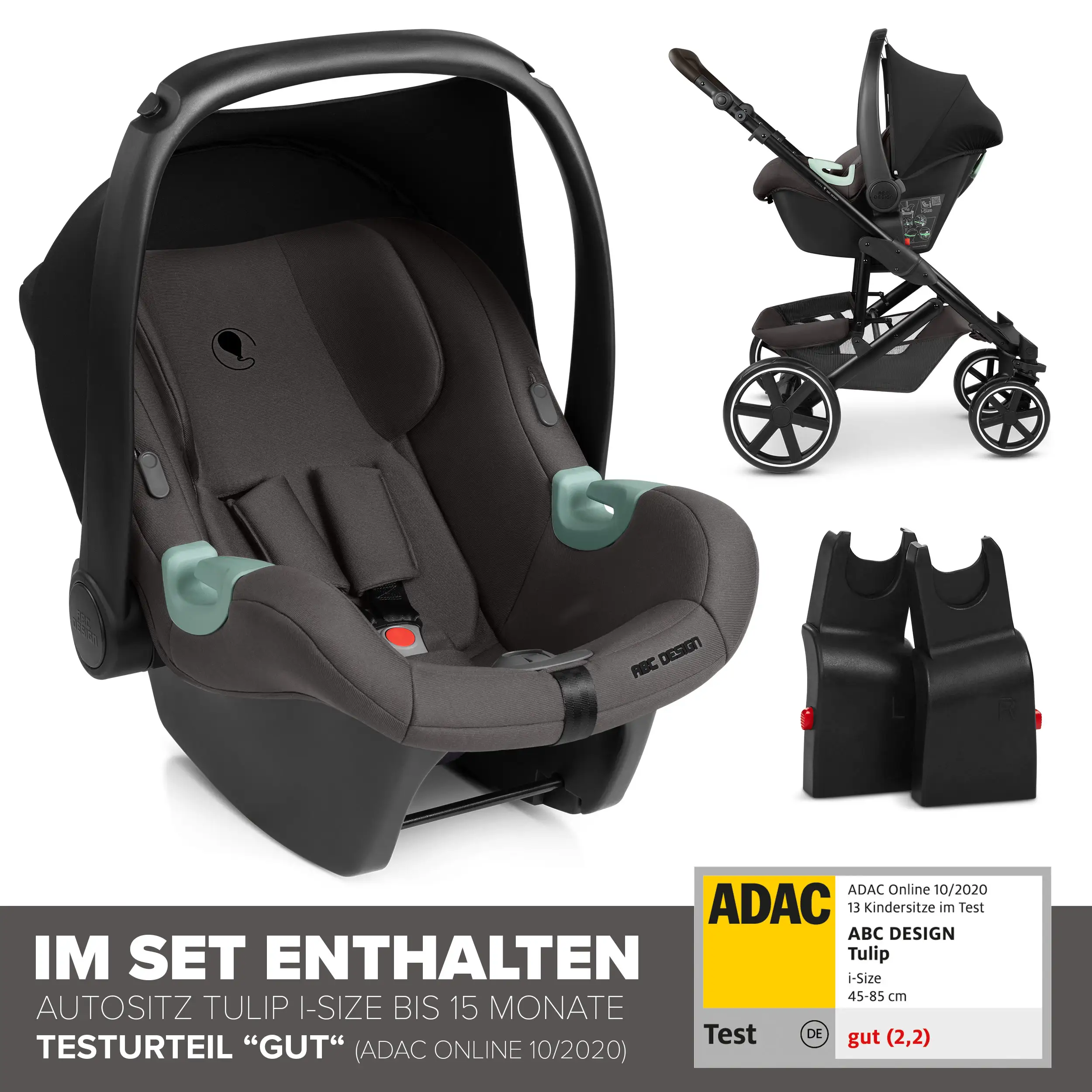 4in1-Kinderwagen-Set Sierra inkl. Isofix Base - Nut