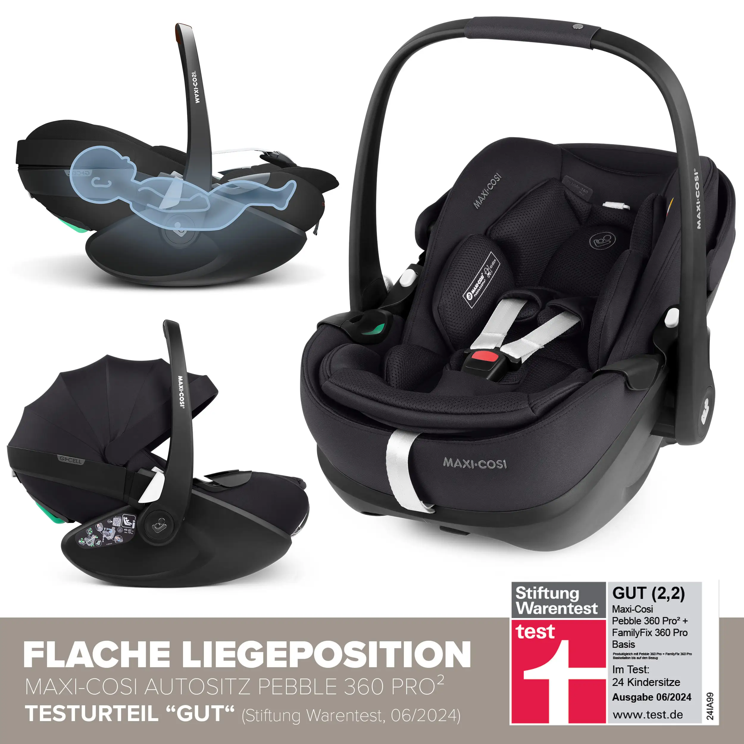 Travel-Set Samba 2 inkl. Babyschale Maxi Cosi Pebble 360 Pro 2 - Coal