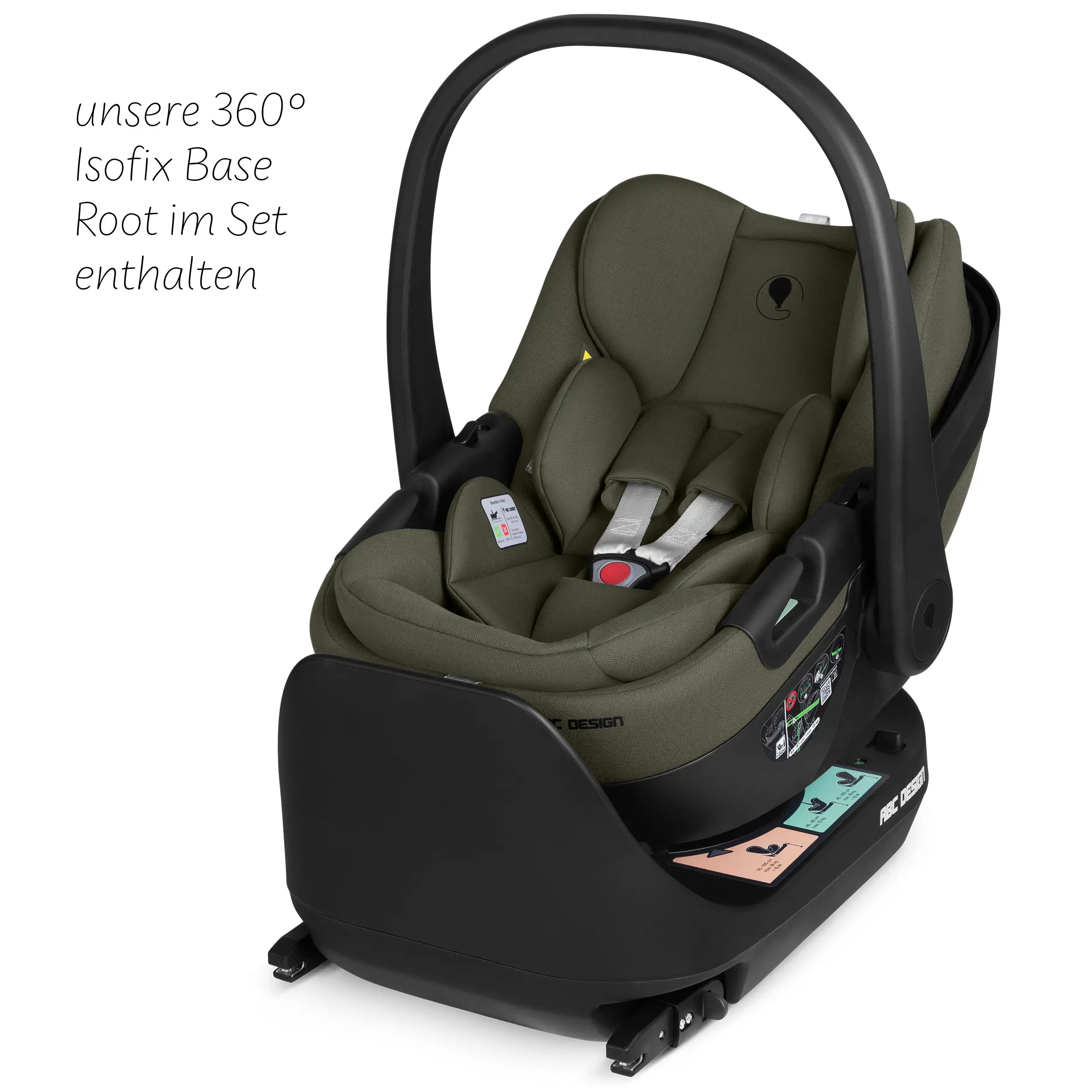 Ensemble poussette 4en1 Salsa Core avec coque auto inclinable Calla et base ISOFIX Root - Olive