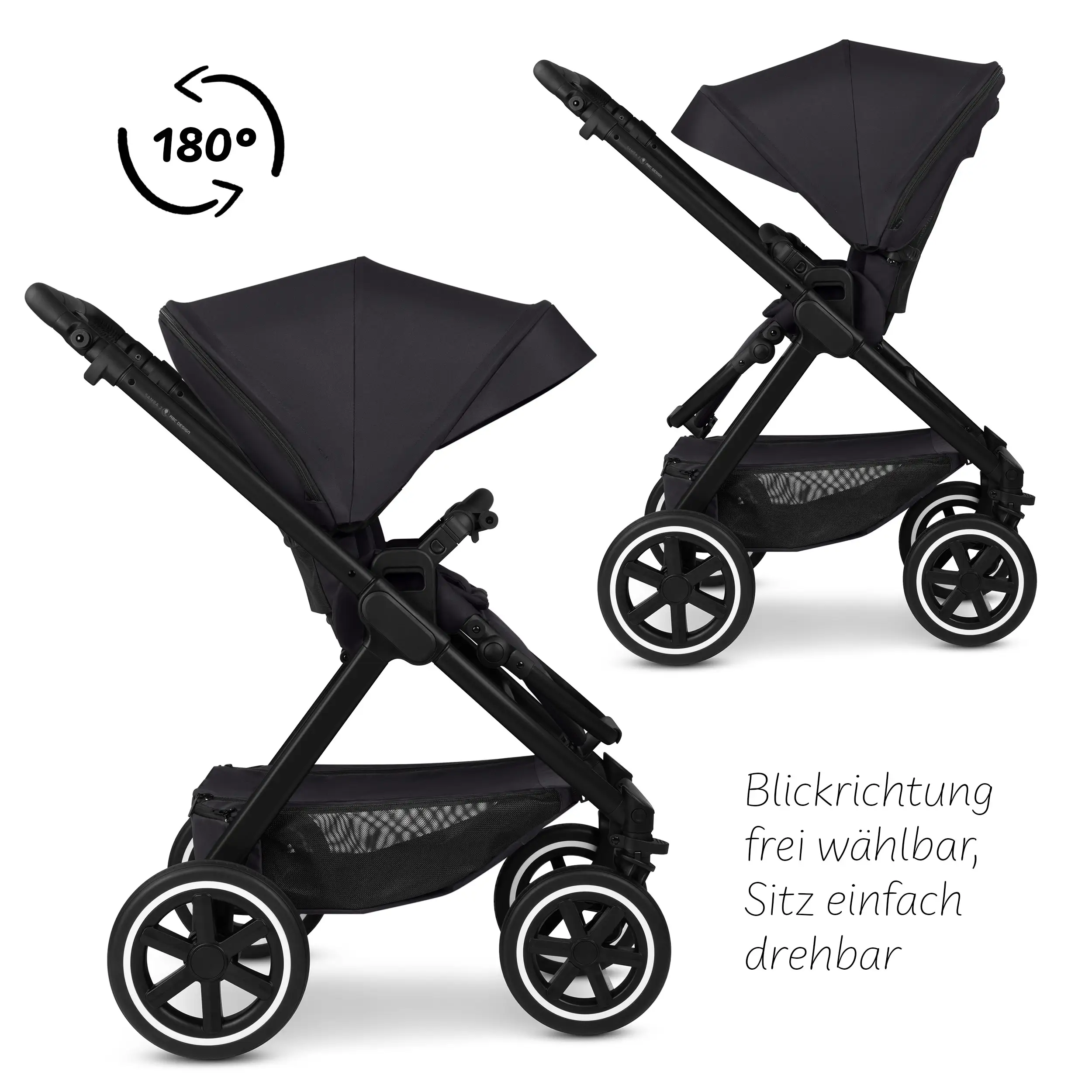 3in1 Kinderwagen-Set Samba 2 inkl. Babyschale Maxi Cosi Pebble 360 Pro 2 - Coal