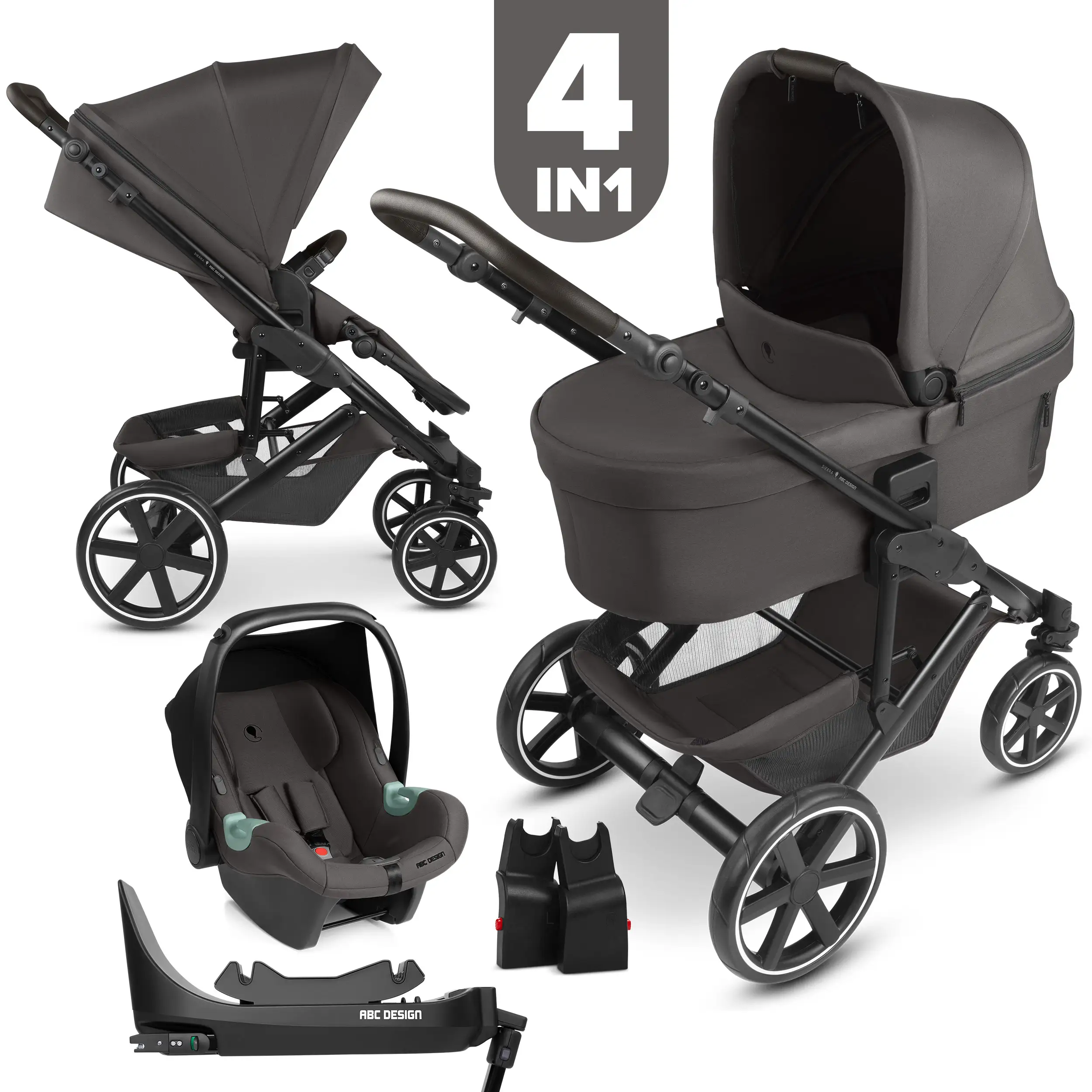 4in1-Kinderwagen-Set Sierra inkl. Isofix Base - Nut