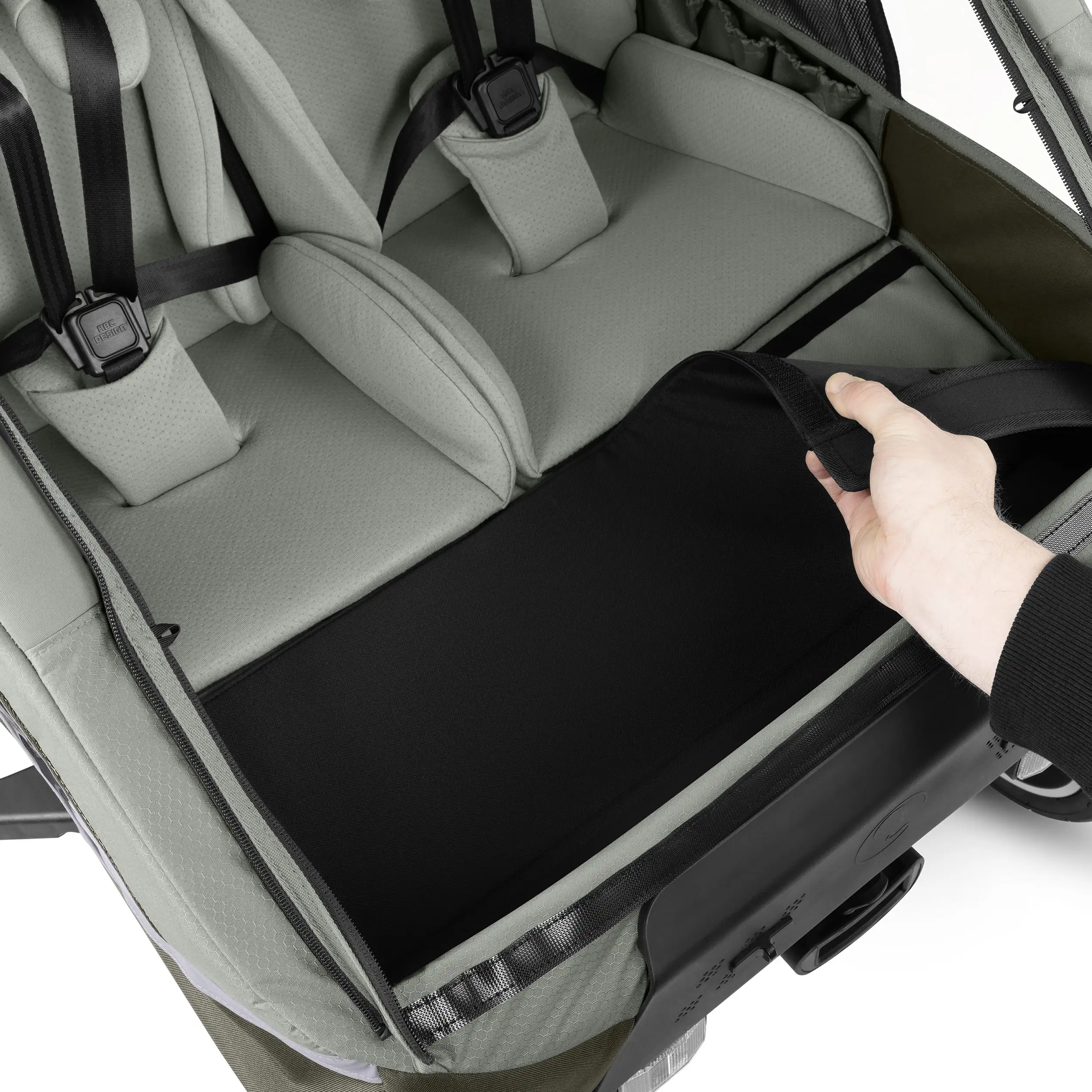 Fahrradanhänger Tour 2 mit 2 Komfortsitzen & Lufträdern - Olive