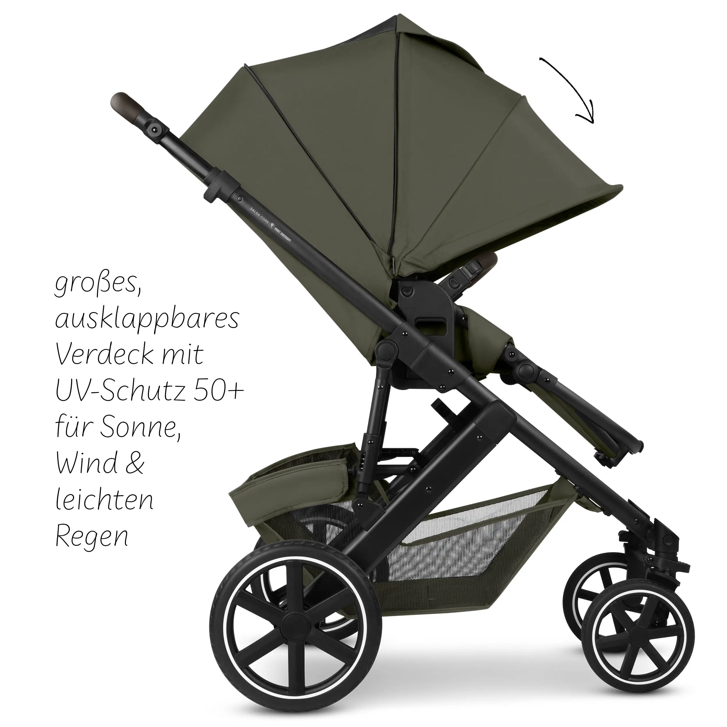 Ensemble poussette 4en1 Salsa Core avec coque auto inclinable Calla et base ISOFIX Root - Olive